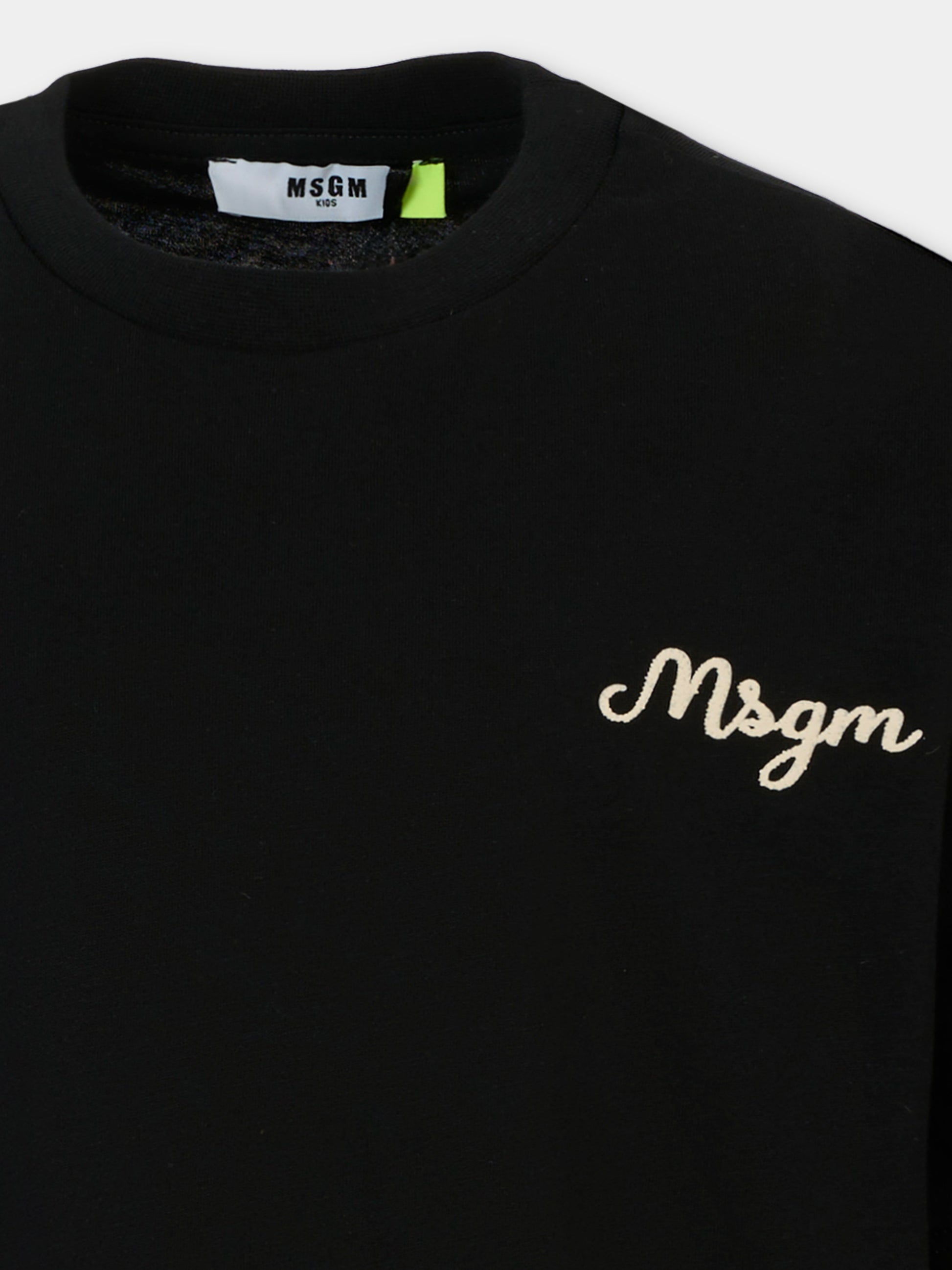 T-shirt nera per bambino con logo,Msgm Kids,F5MSJBTH253 110