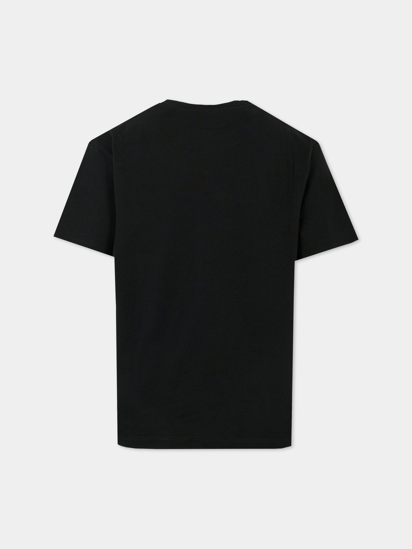 T-shirt nera per bambina con logo animalier,Msgm Kids,F5MSJBTH300 110