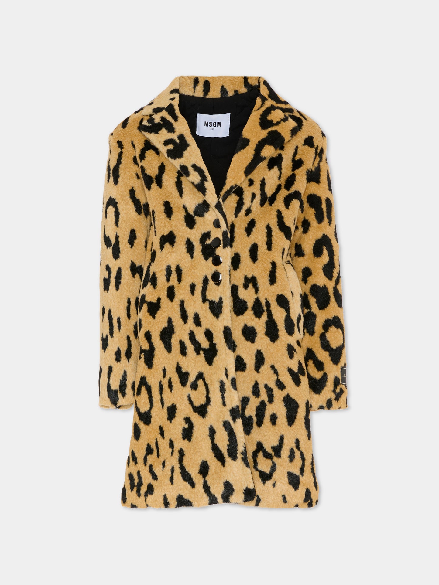 Ecopelliccia marrone per bambina con stampa animalier,Msgm Kids,F5MSJGCO135 MS030