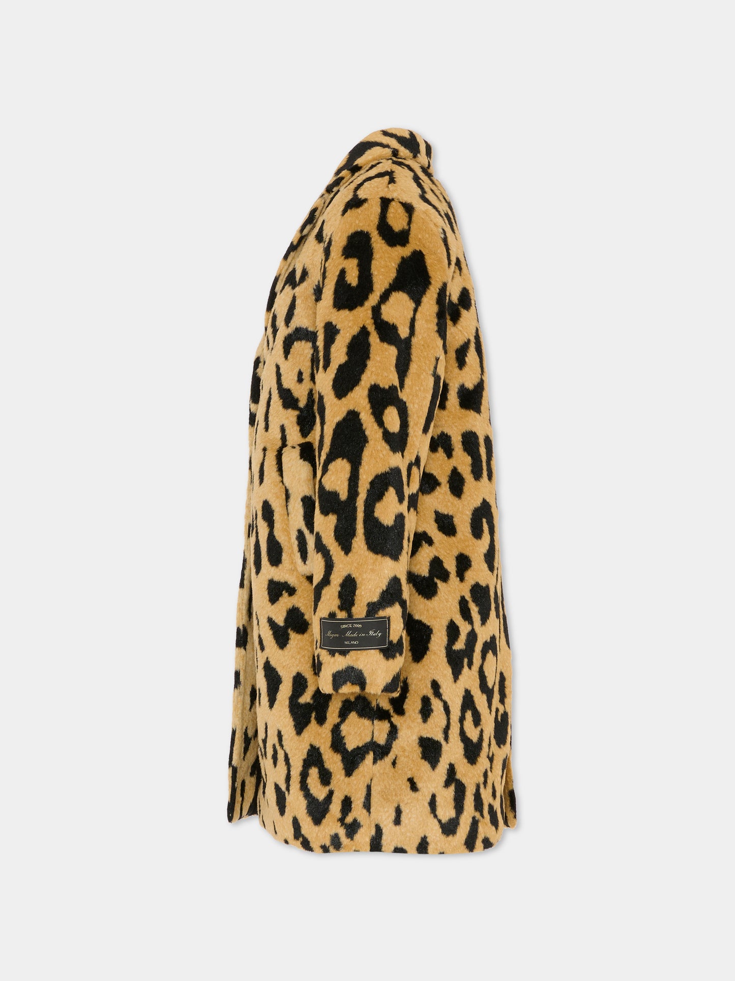 Ecopelliccia marrone per bambina con stampa animalier,Msgm Kids,F5MSJGCO135 MS030