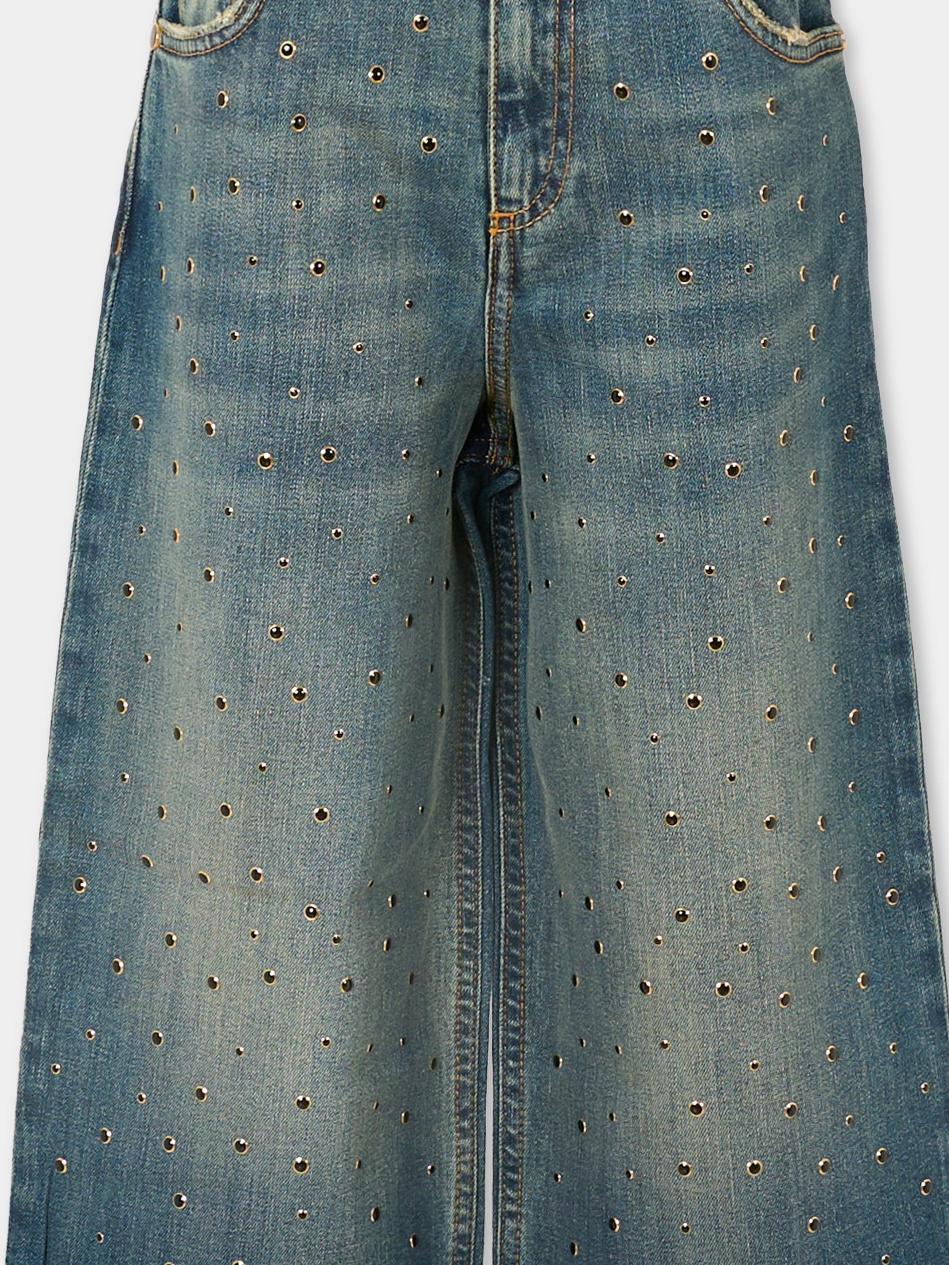 Jean denim blu per bambina con borchie,Msgm Kids,F5MSJGDP031 126