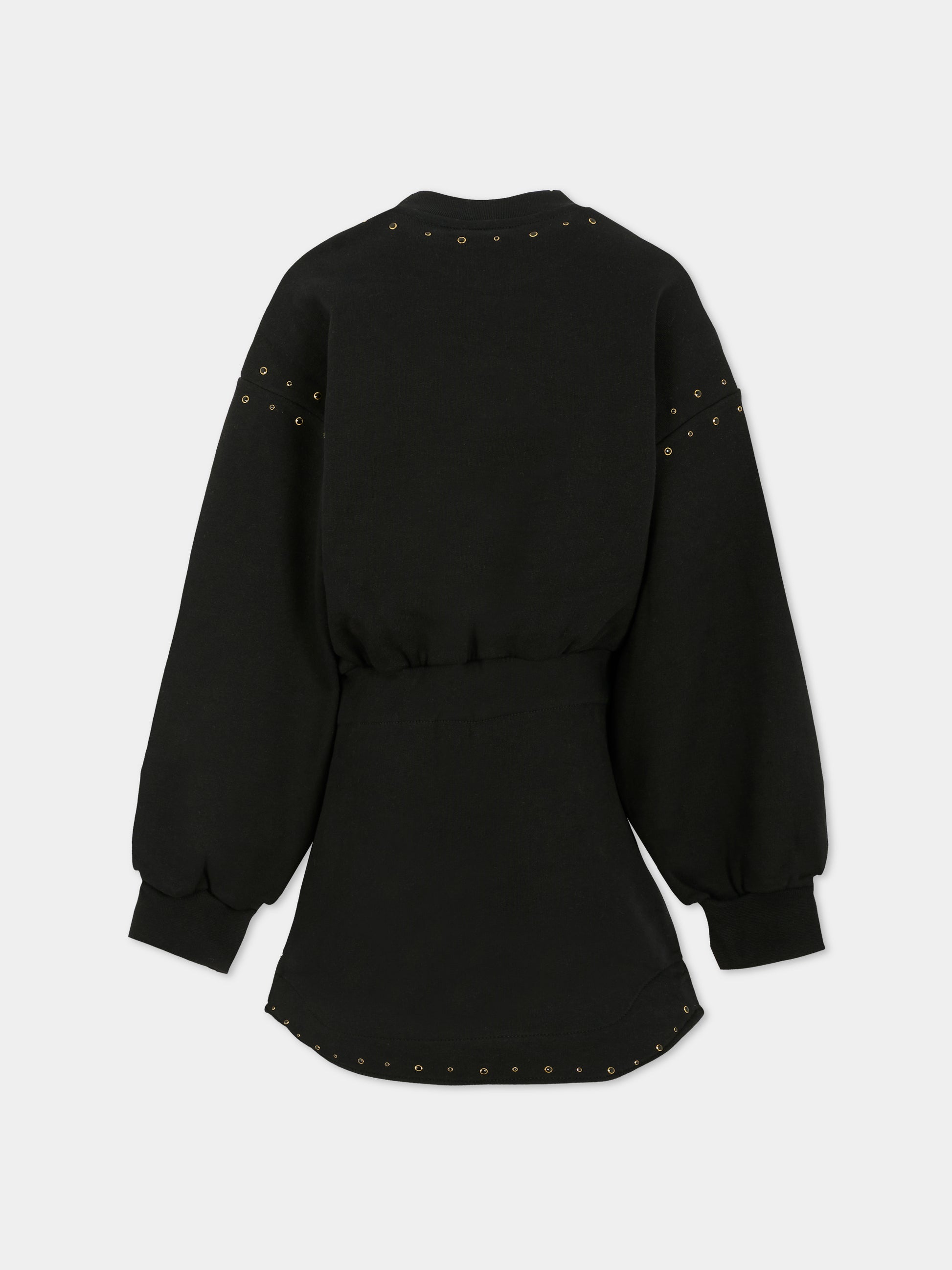 Vestito nero per bambina con logo,Msgm Kids,F5MSJGDR146 110