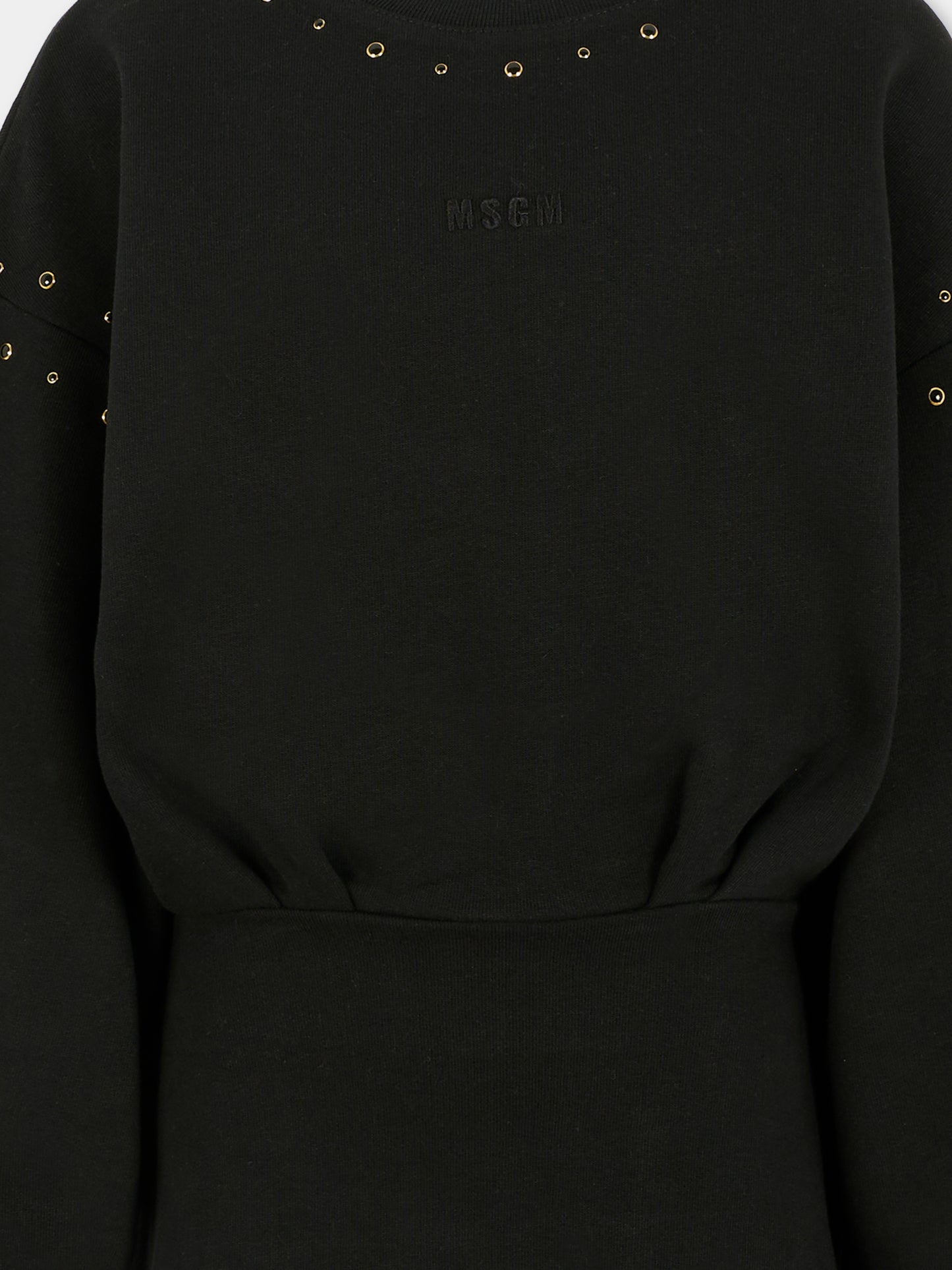 Vestito nero per bambina con logo,Msgm Kids,F5MSJGDR146 110