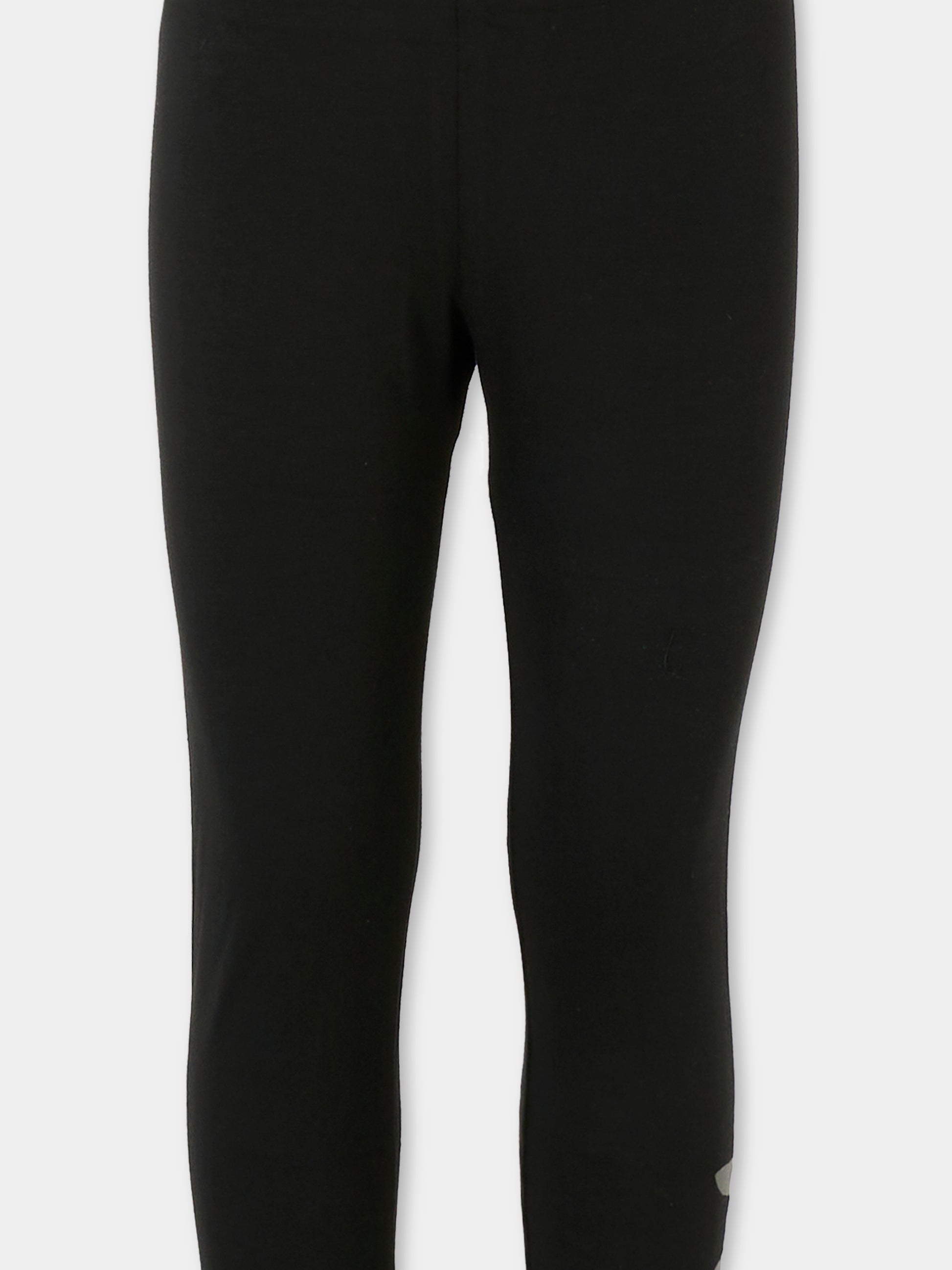 Leggings neri per bambina con logo grigio,Msgm Kids,F5MSJGLG027 110