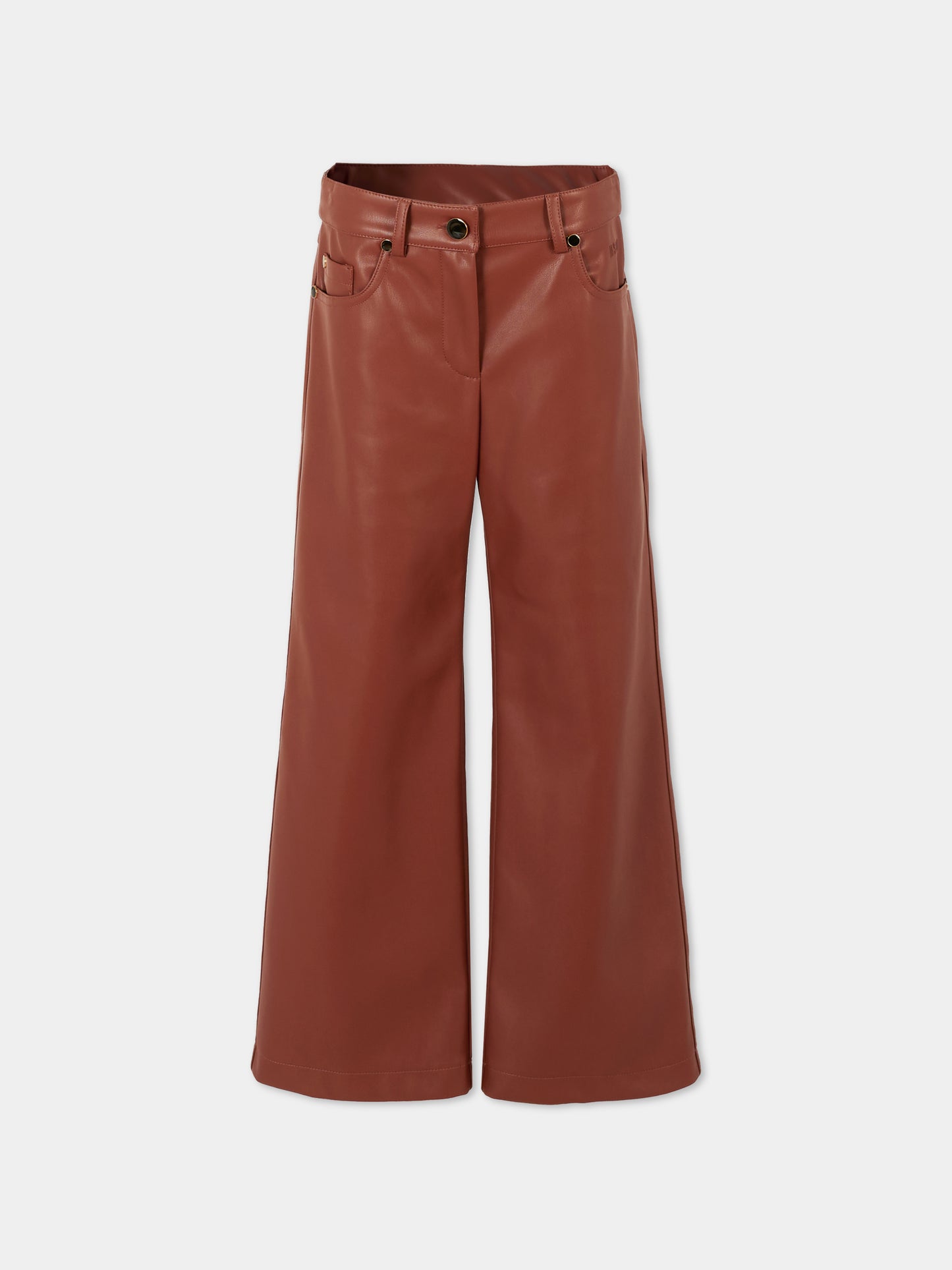 Pantaloni marroni per bambina con logo,Msgm Kids,F5MSJGPA144 MS046