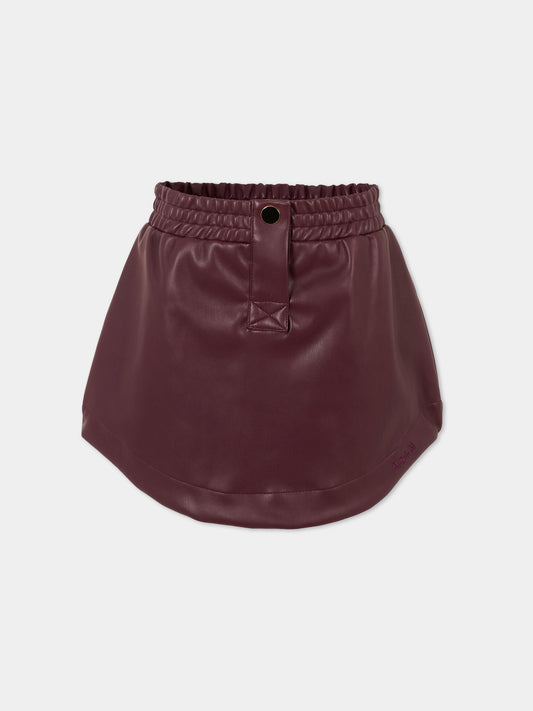 Gonna bordeaux per bambina con logo,Msgm Kids,F5MSJGSK107 MS034