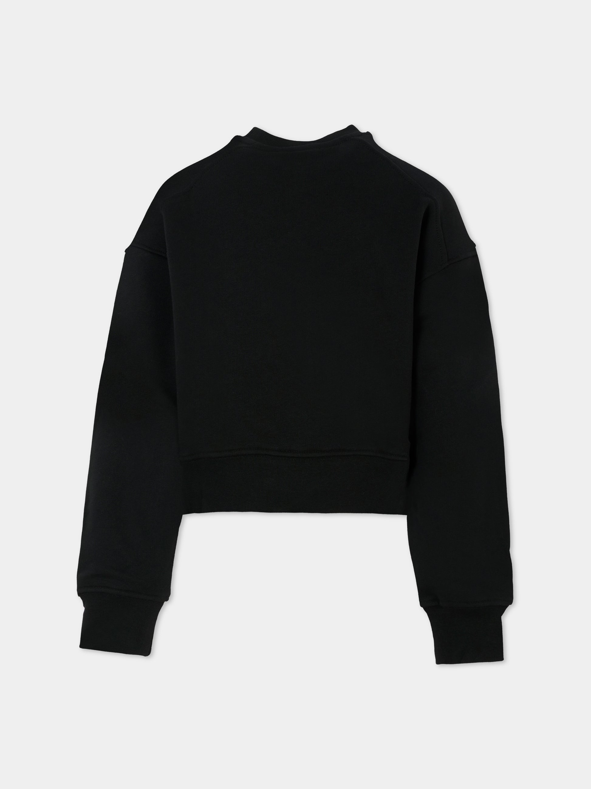 Felpa crop nera per bambina con logo,Msgm Kids,F5MSJGSW145 MS068