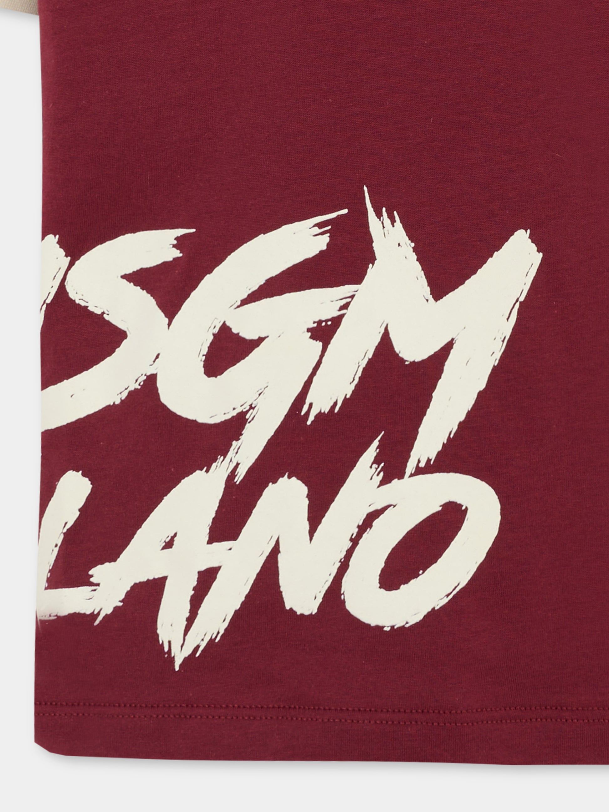 T-shirt bordeaux per bambina con logo avorio,Msgm Kids,F5MSJGTH121 MS034