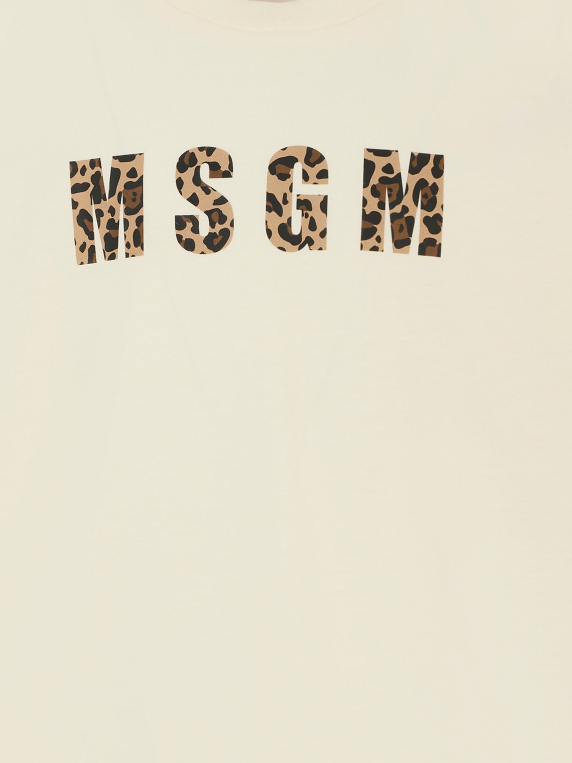 T-shirt avorio per bambina con logo animalier,Msgm Kids,F5MSJGTH141 MS059