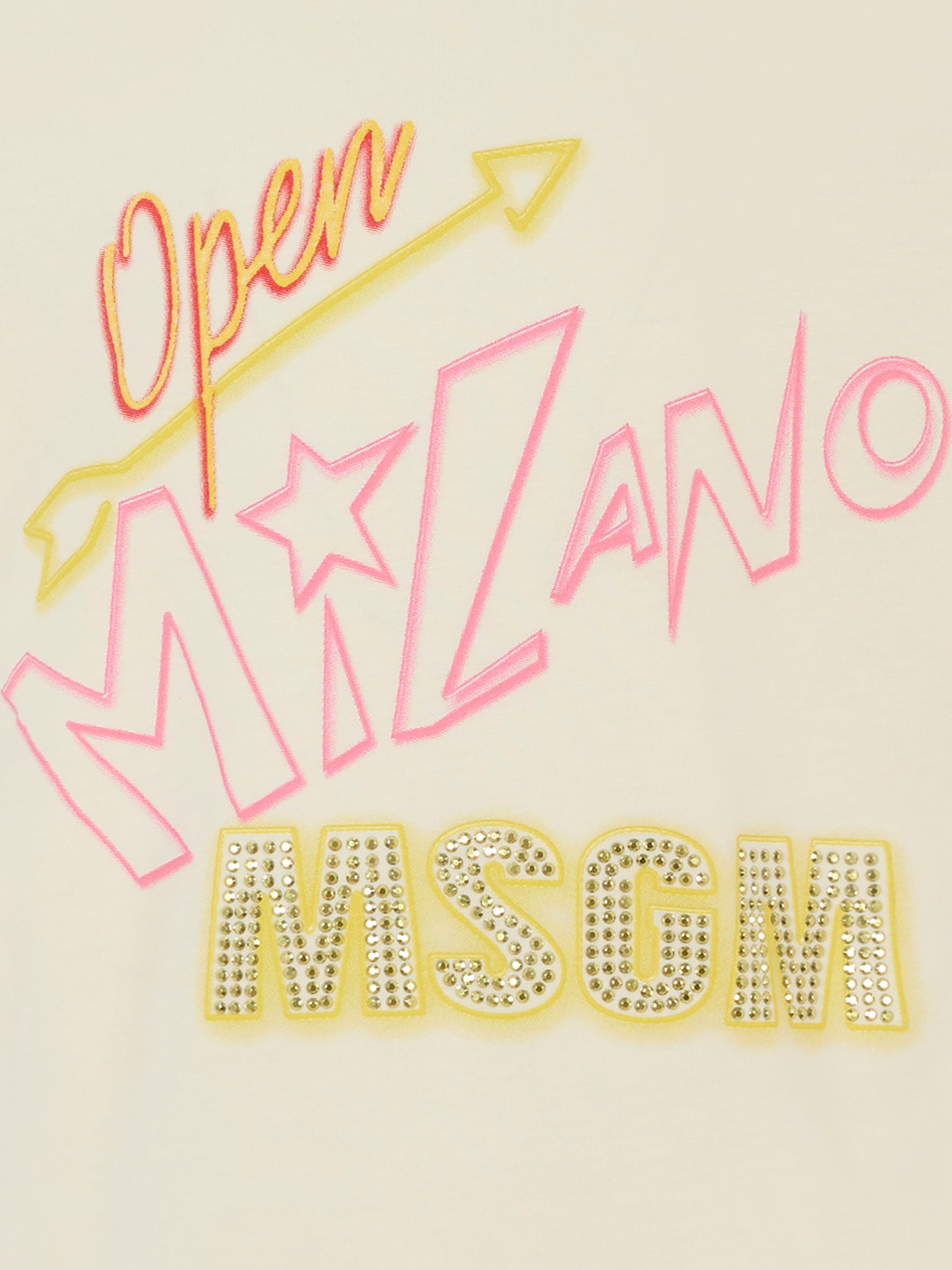 T-shirt avorio per bambina con logo e borchie,Msgm Kids,F5MSJGTH154 013