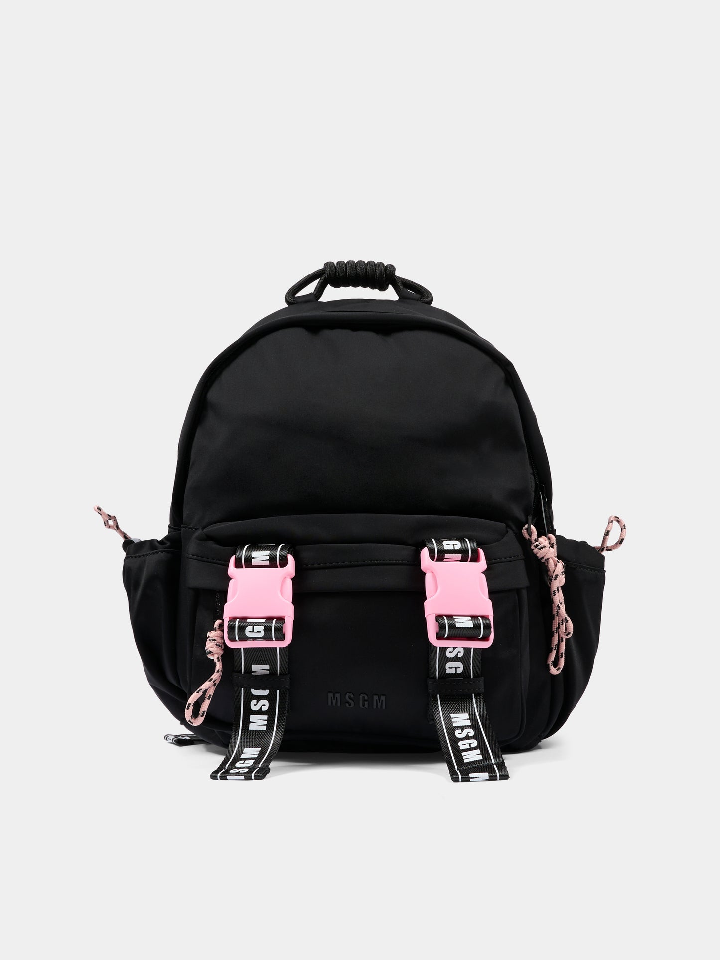 Zaino nero per bambina con logo,Msgm Kids,F5MSJUBP084 110/83