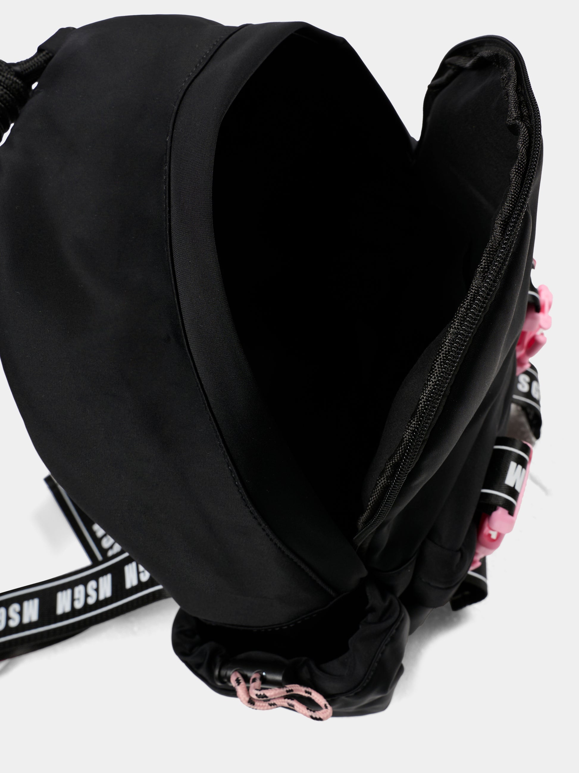 Zaino nero per bambina con logo,Msgm Kids,F5MSJUBP084 110/83