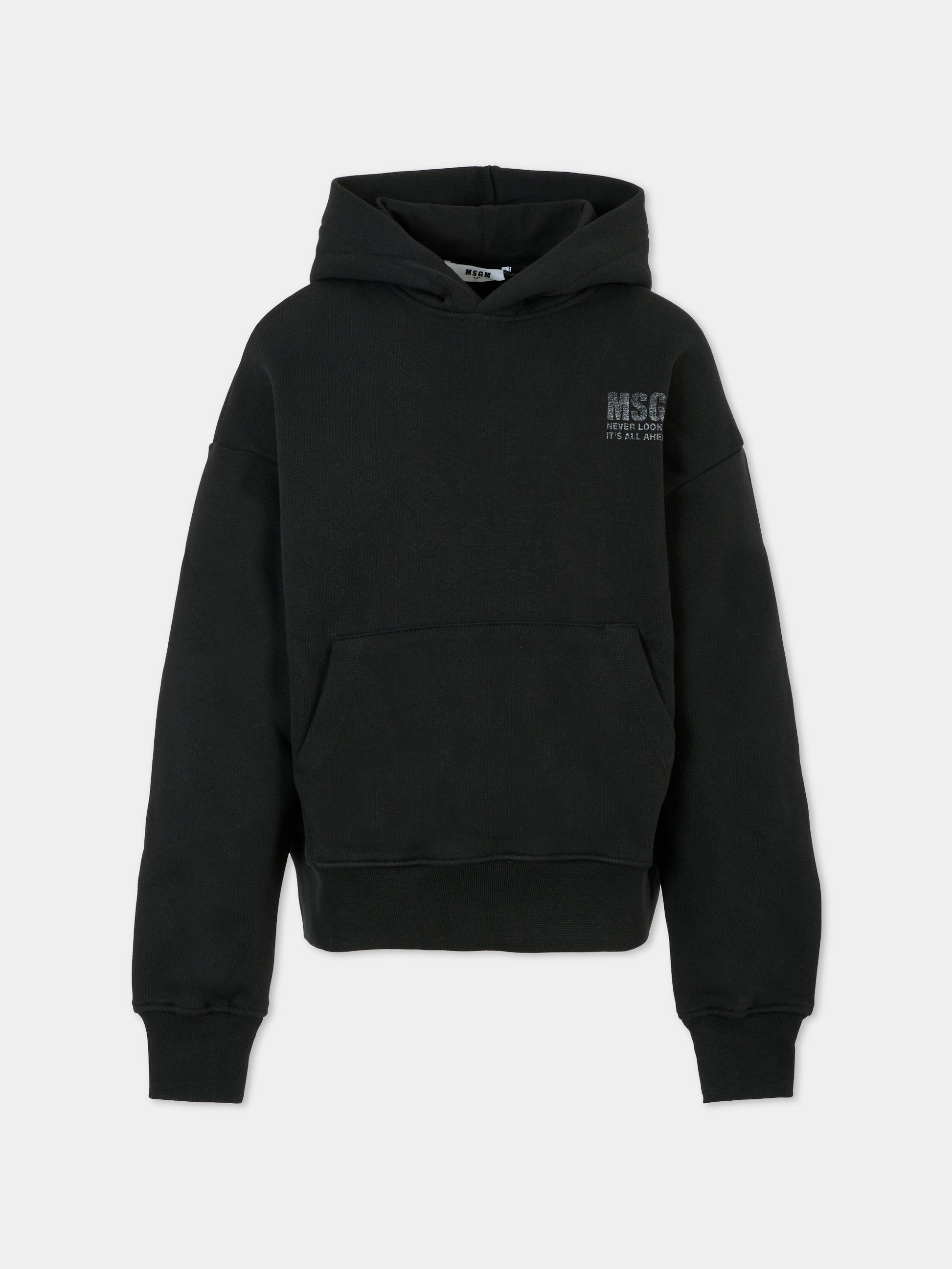 Felpa nera per bambini con logo,Msgm Kids,F5MSJUHS088 110