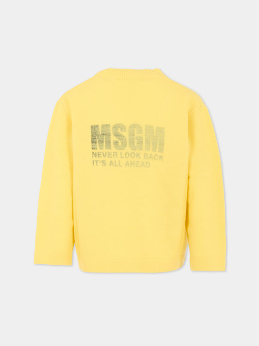 Maglione giallo per bambini con logo,Msgm Kids,F5MSJUJP086 020