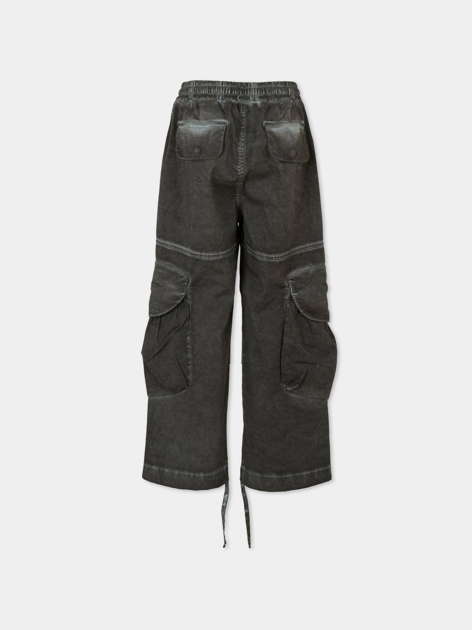 Pantaloni neri cargo per bambini con patch logato,Msgm Kids,F5MSJUPA061 MS040