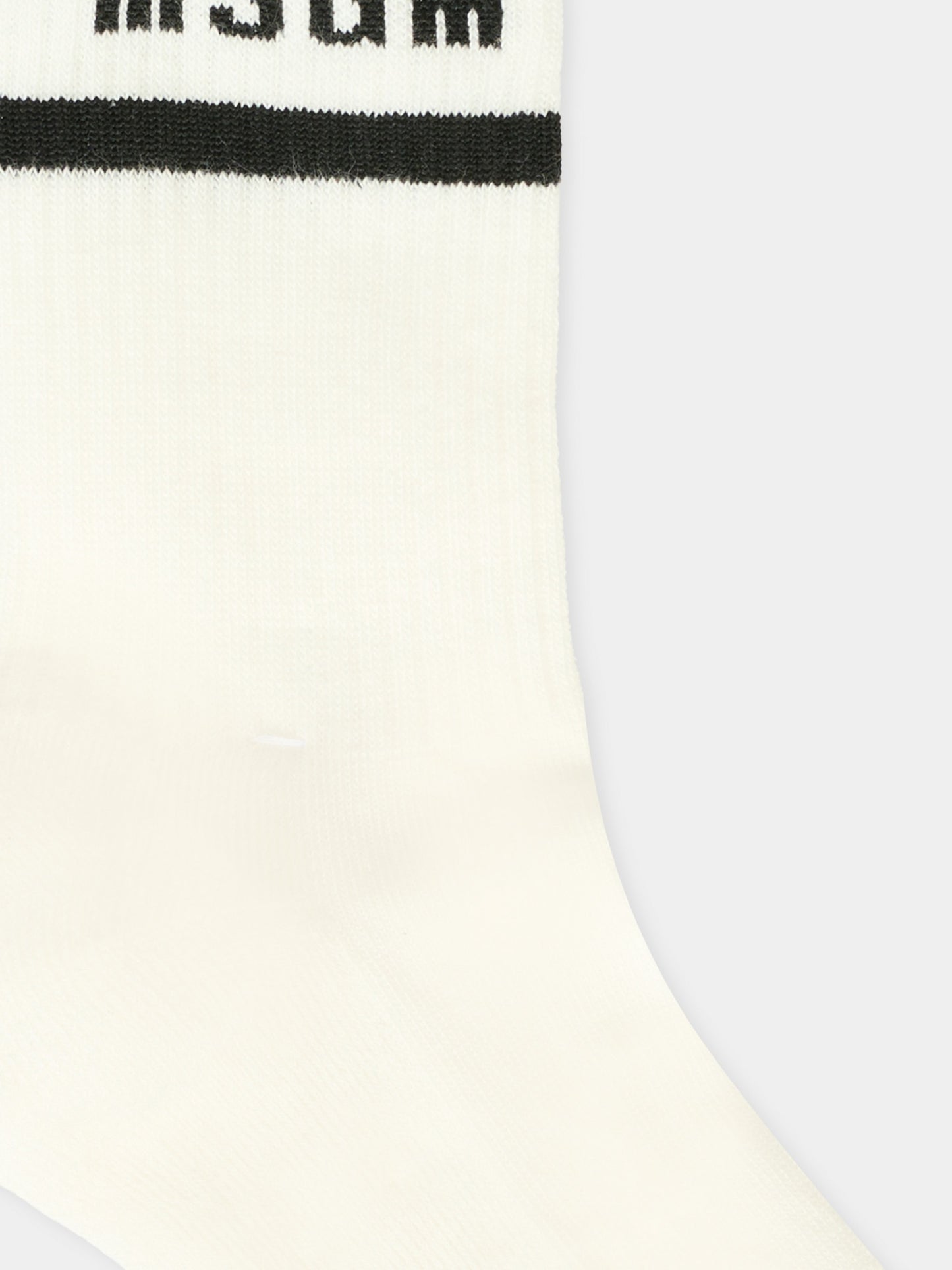 Calze bianche per bambini con logo nero,Msgm Kids,F5MSJUSO278 013
