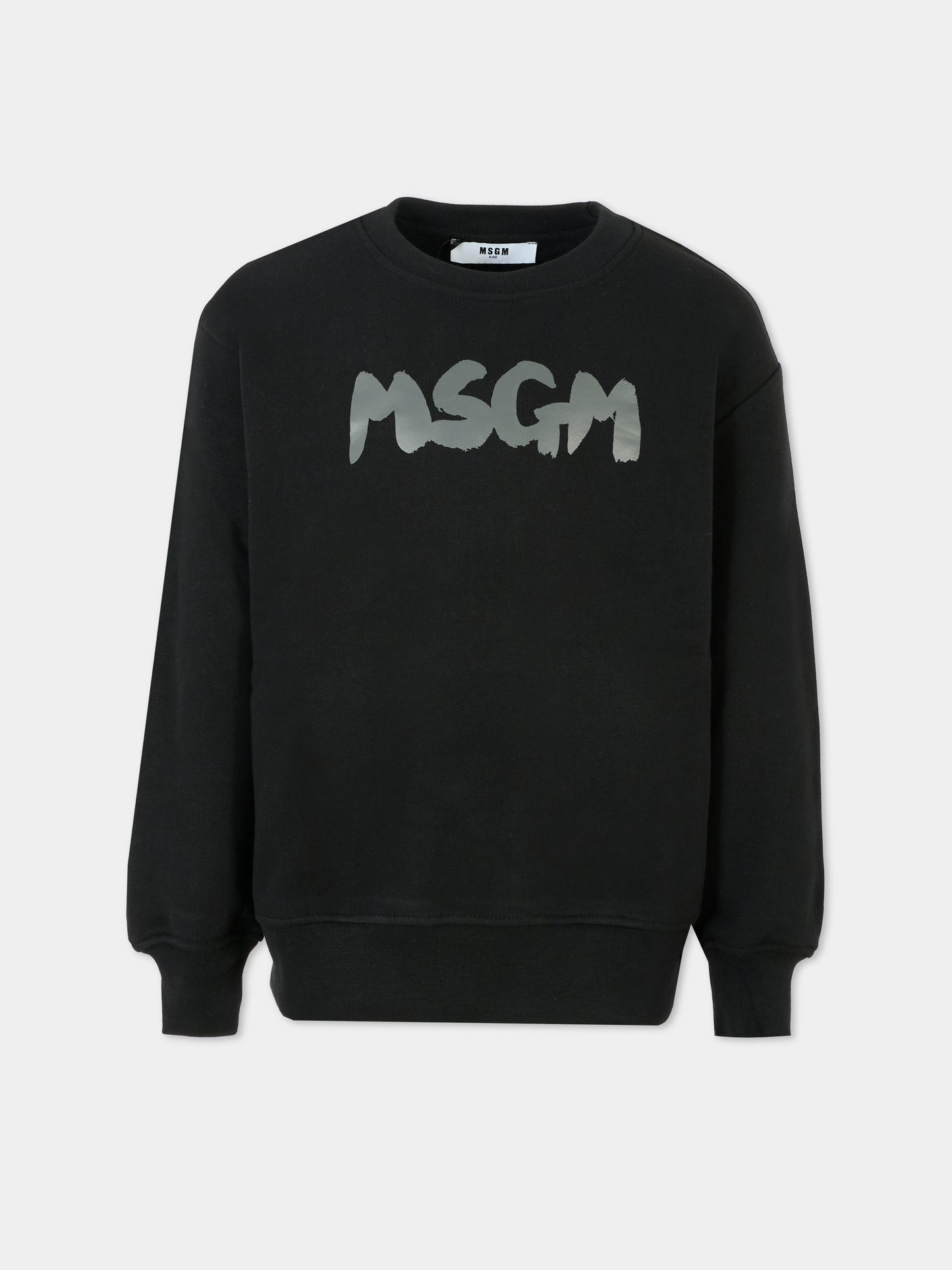 Felpa nera per bambini con logo grigio,Msgm Kids,F5MSJUSW016 110