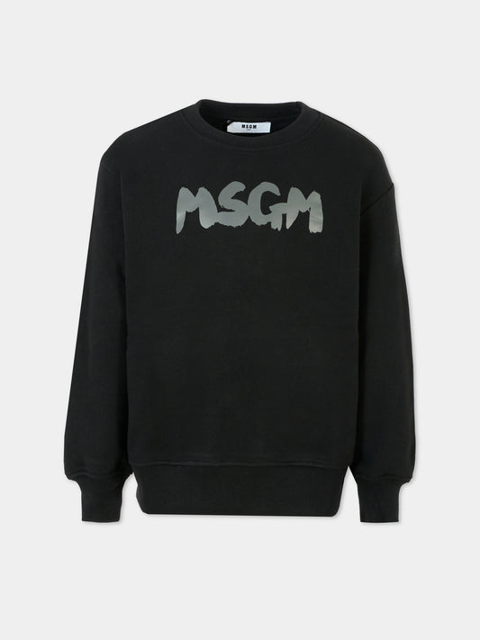Felpa nera per bambini con logo grigio,Msgm Kids,F5MSJUSW016 110