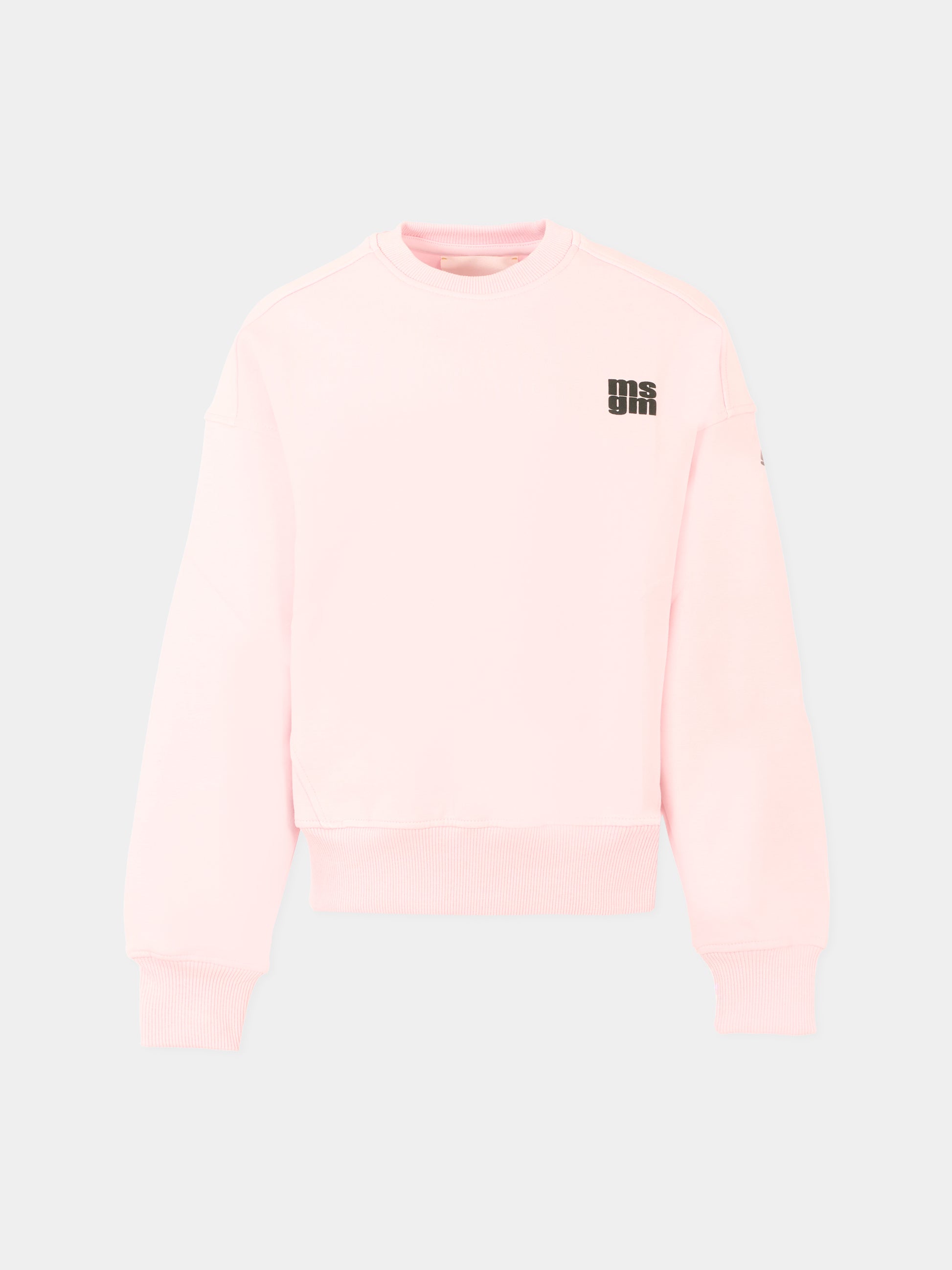 Felpa rosa per bambina con logo nero,Msgm Kids,F5MSJUSW057 MS044