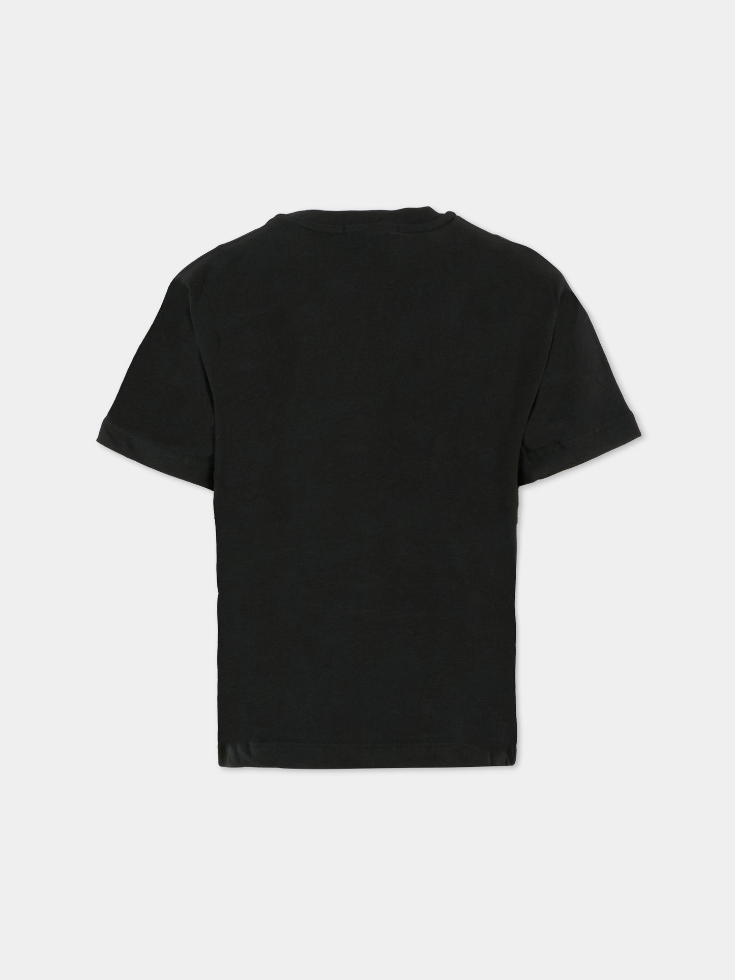 T-shirt nera per bambini con logo bianco,Msgm Kids,F5MSJUTH007 110