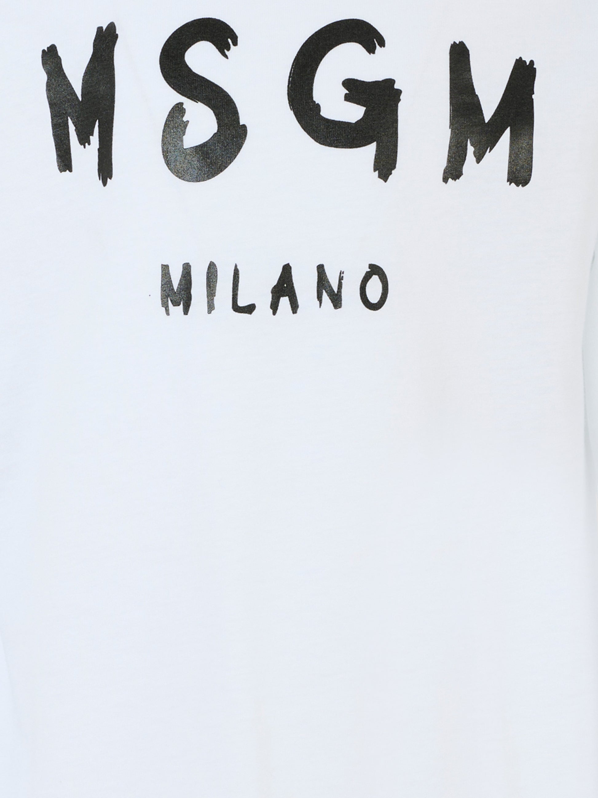 T-shirt bianca per bambini con logo nero,Msgm Kids,F5MSJUTH008 001