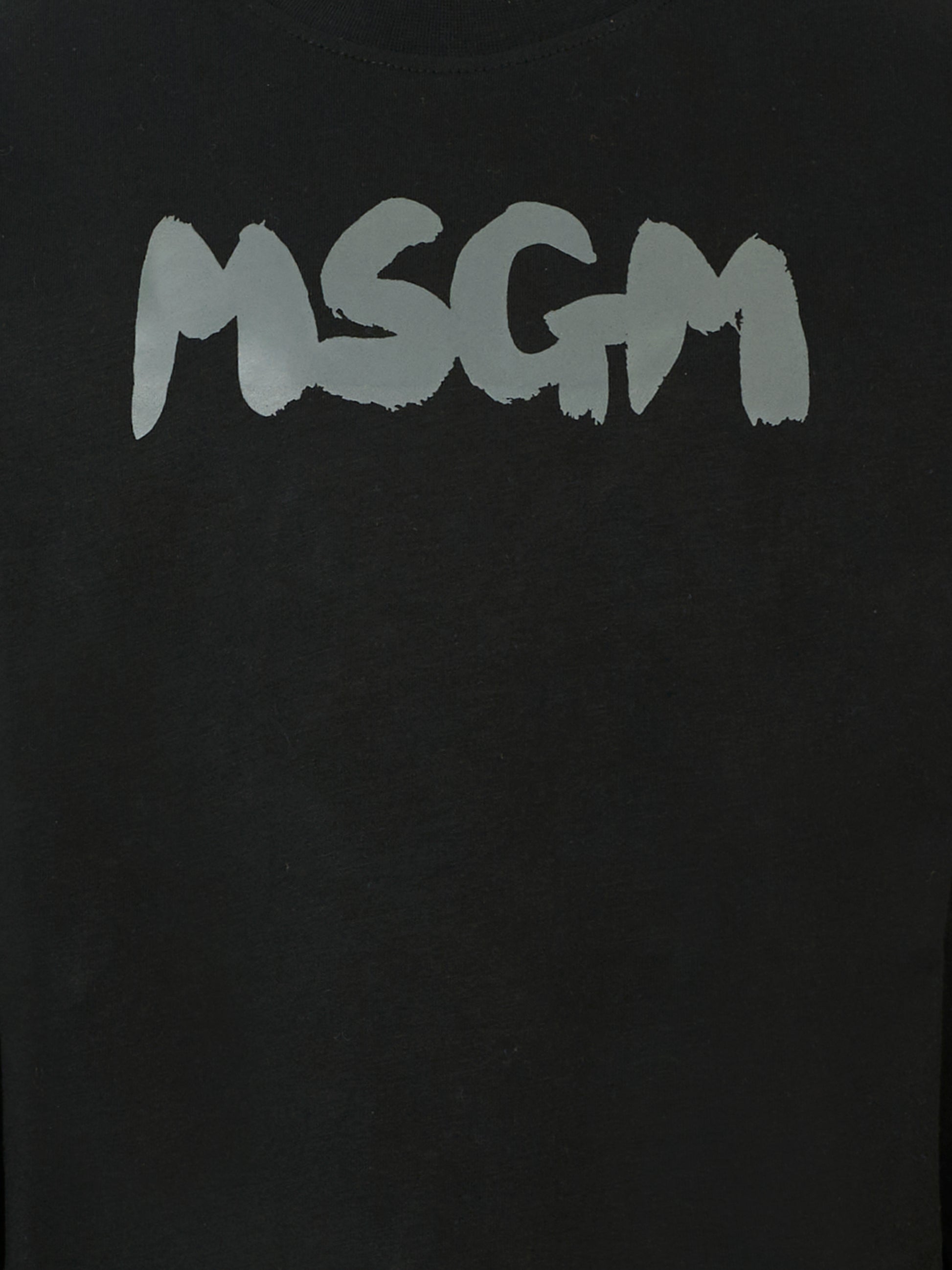 T-shirt nera per bambini con logo grigio,Msgm Kids,F5MSJUTH010 110