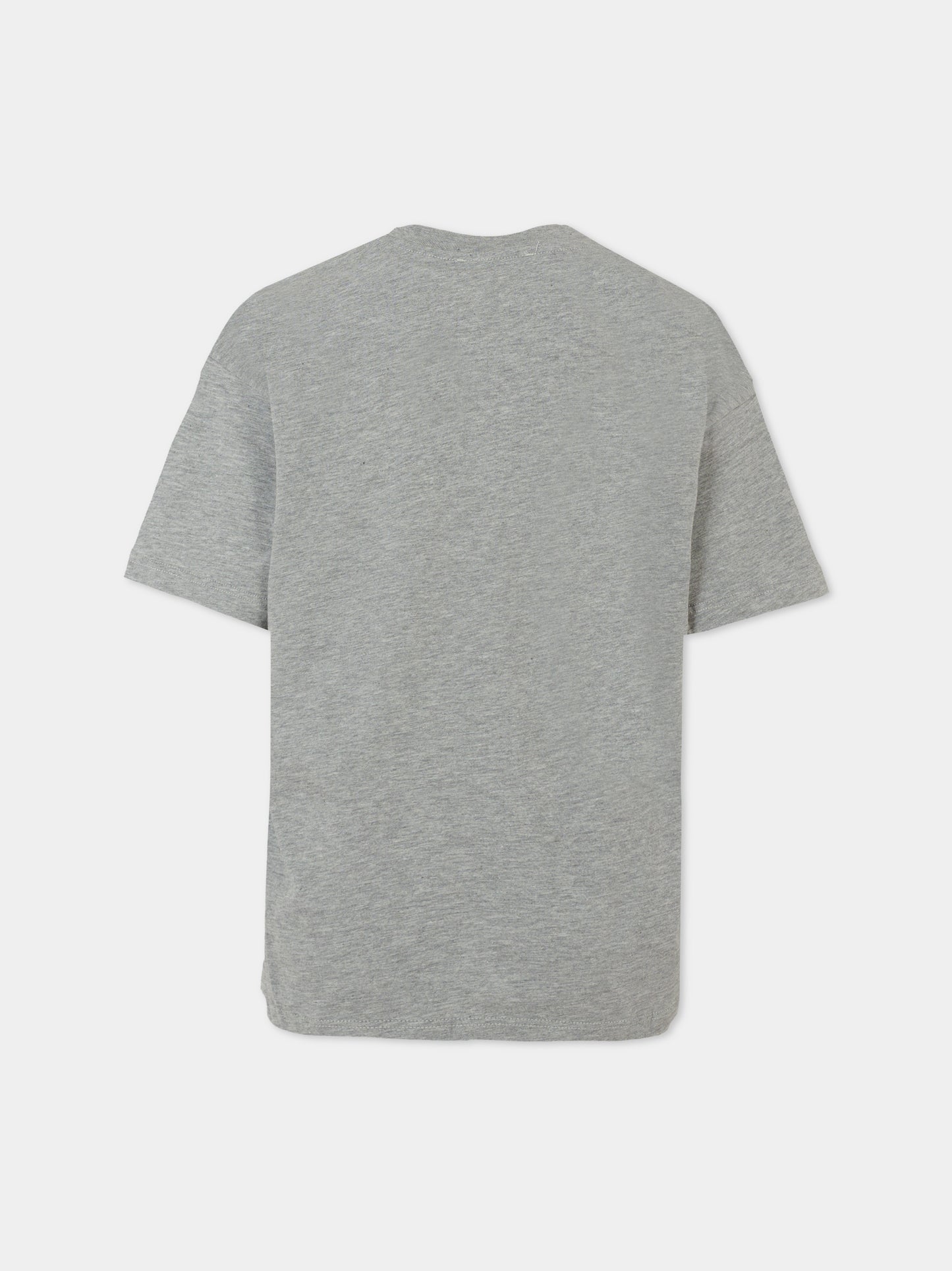 T-shirt grigia per bambino con logo rosso,Msgm Kids,F5MSJUTH050 104