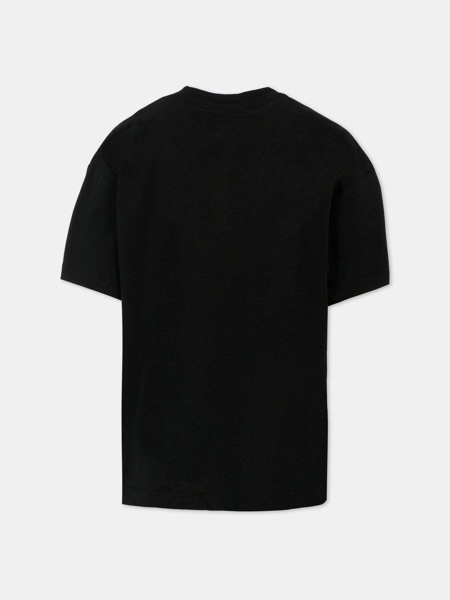 T-shirt nera per bambino con logo avorio,Msgm Kids,F5MSJUTH050 110/38