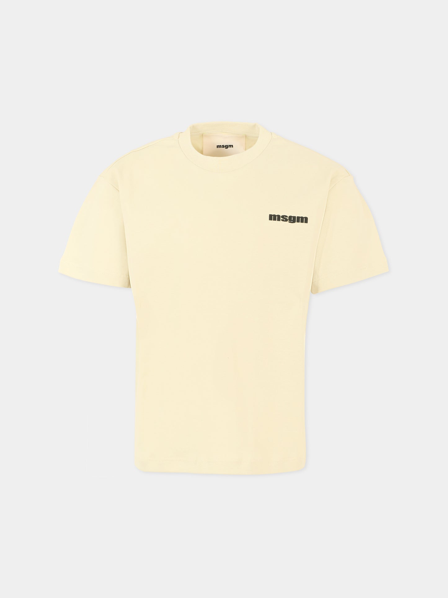 T-shirt beige per bambina con logo nero,Msgm Kids,F5MSJUTH056 MS041