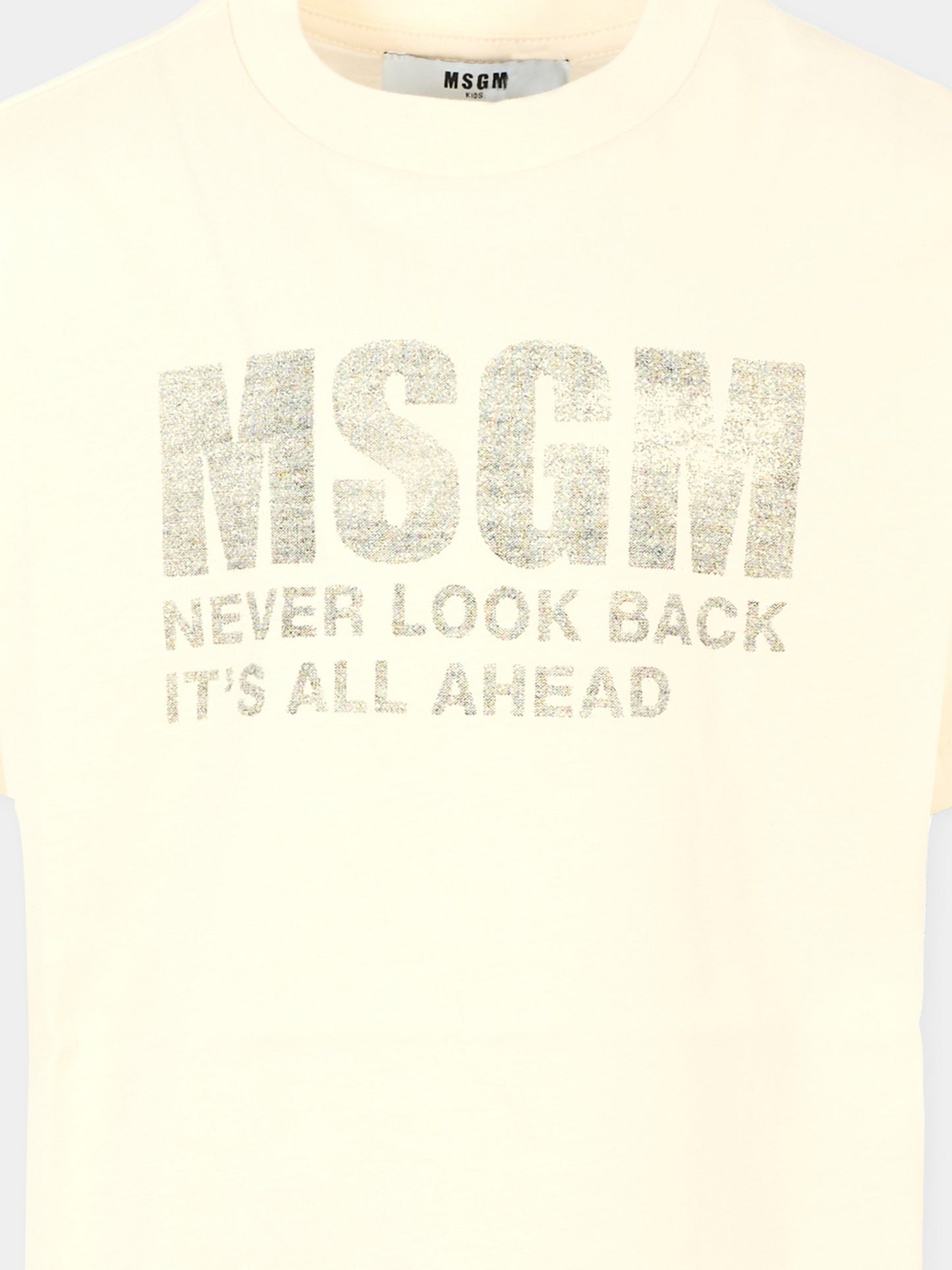 T-shirt avorio per bambini con logo,Msgm Kids,F5MSJUTH087 013
