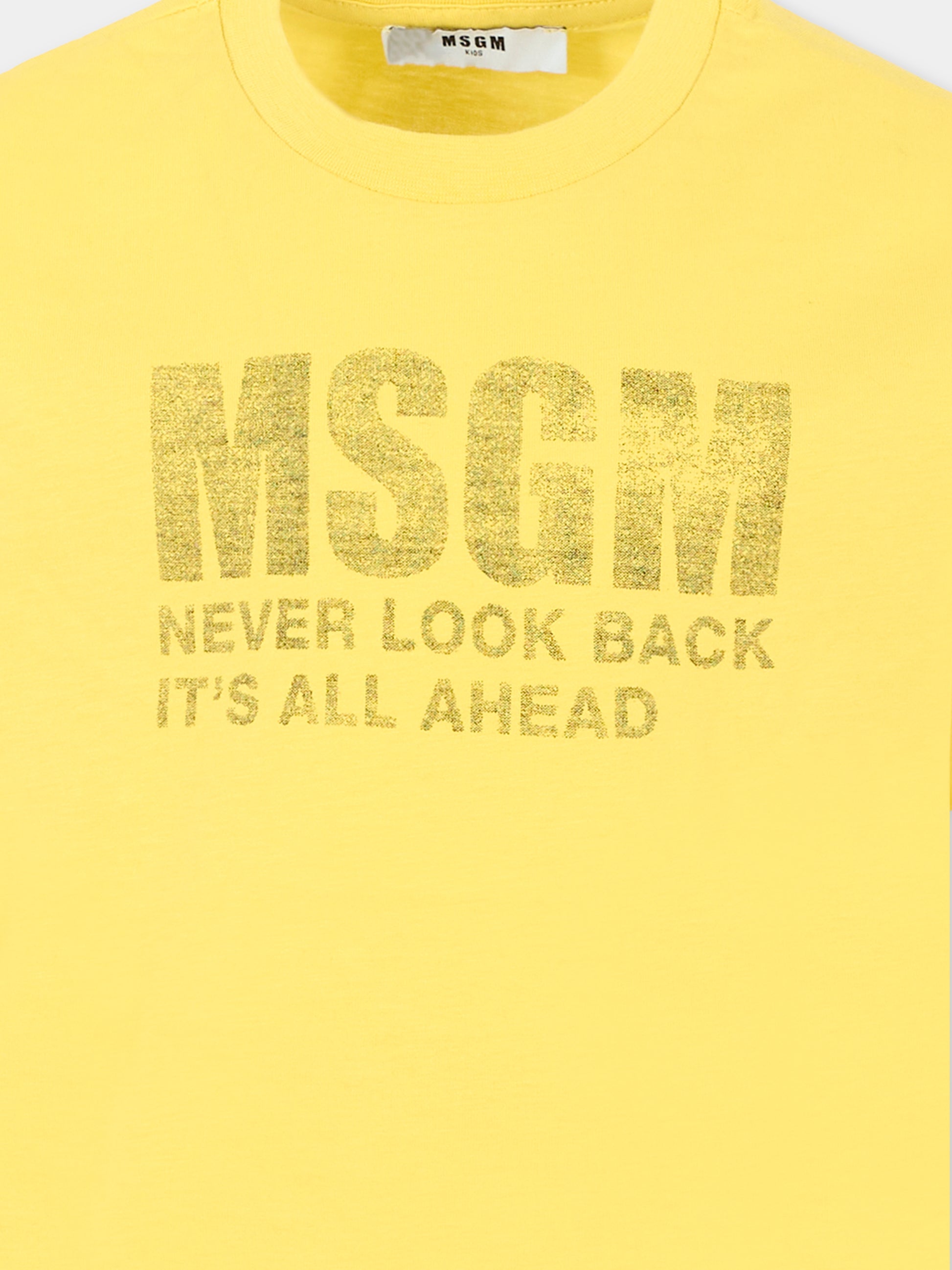 T-shirt gialla per bambini con logo,Msgm Kids,F5MSJUTH087 020