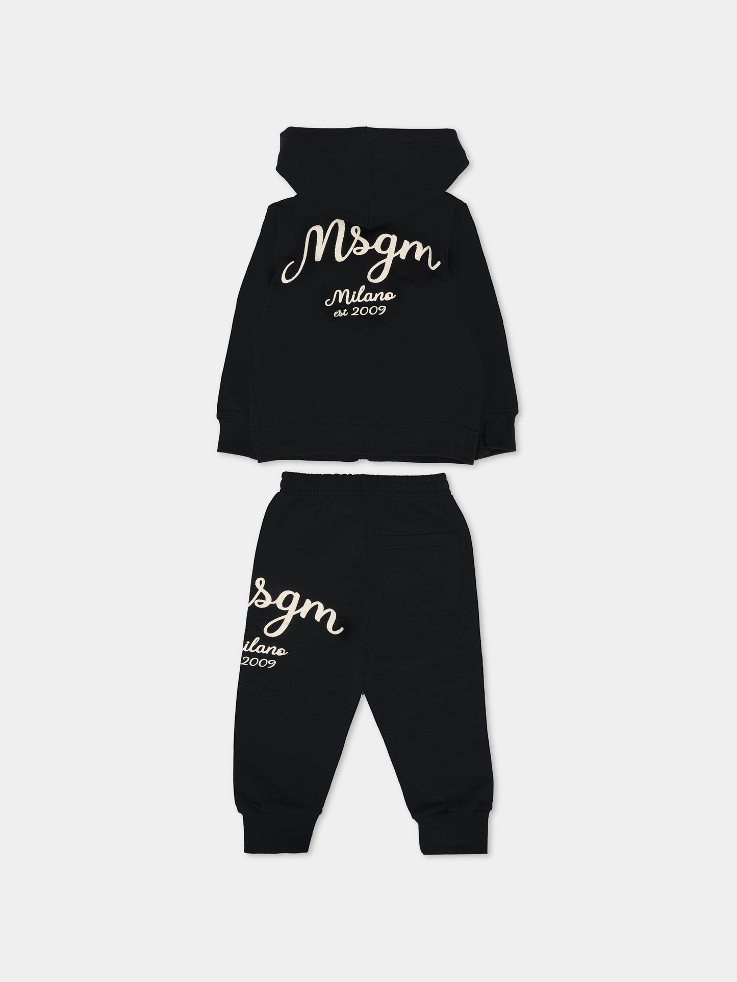 Completo nero per neonati con logo bianco,Msgm Kids,F5MSNBSF296 110