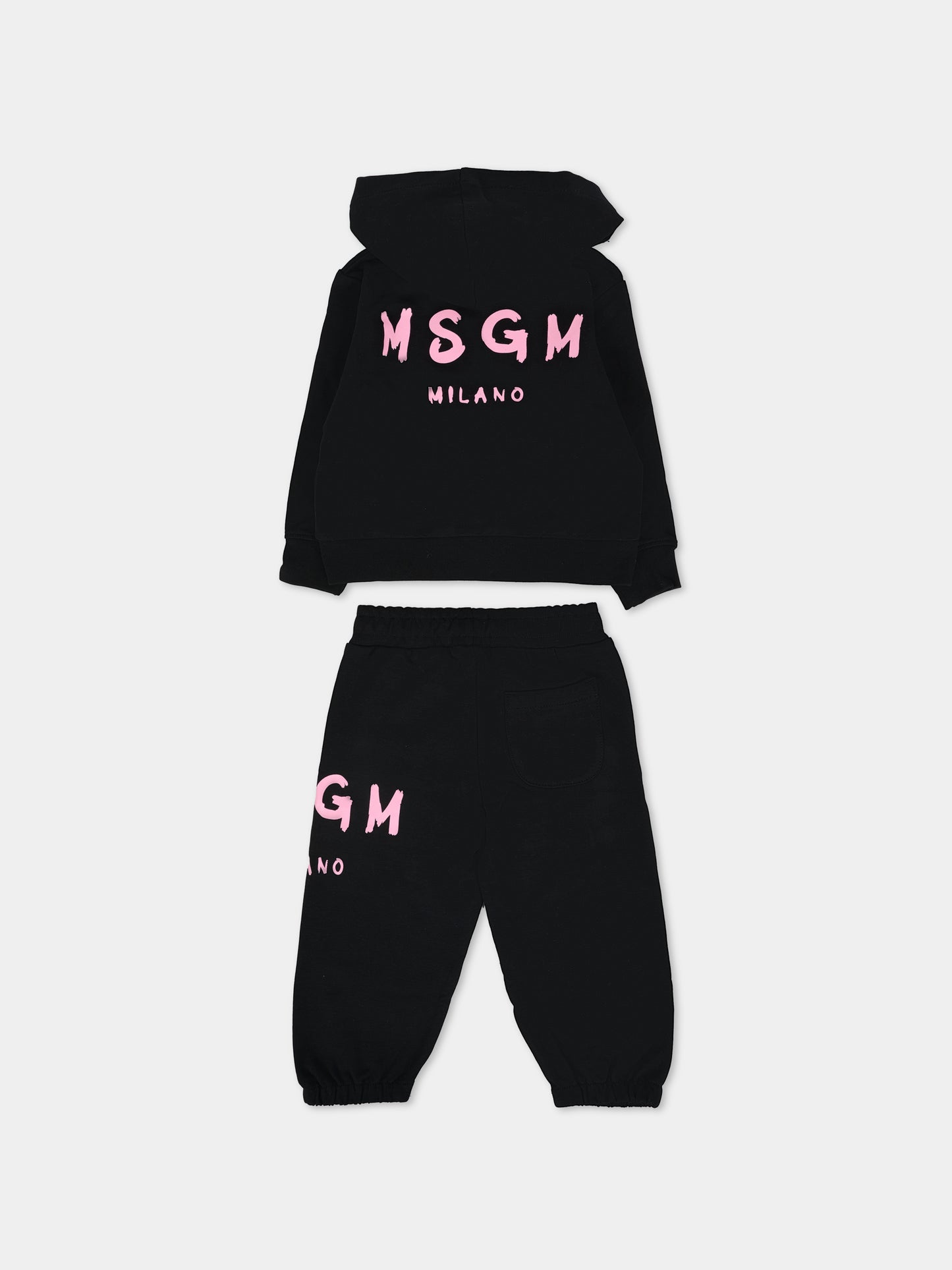 Completo nero per neonata con logo rosa,Msgm Kids,F5MSUNSF280 110/83