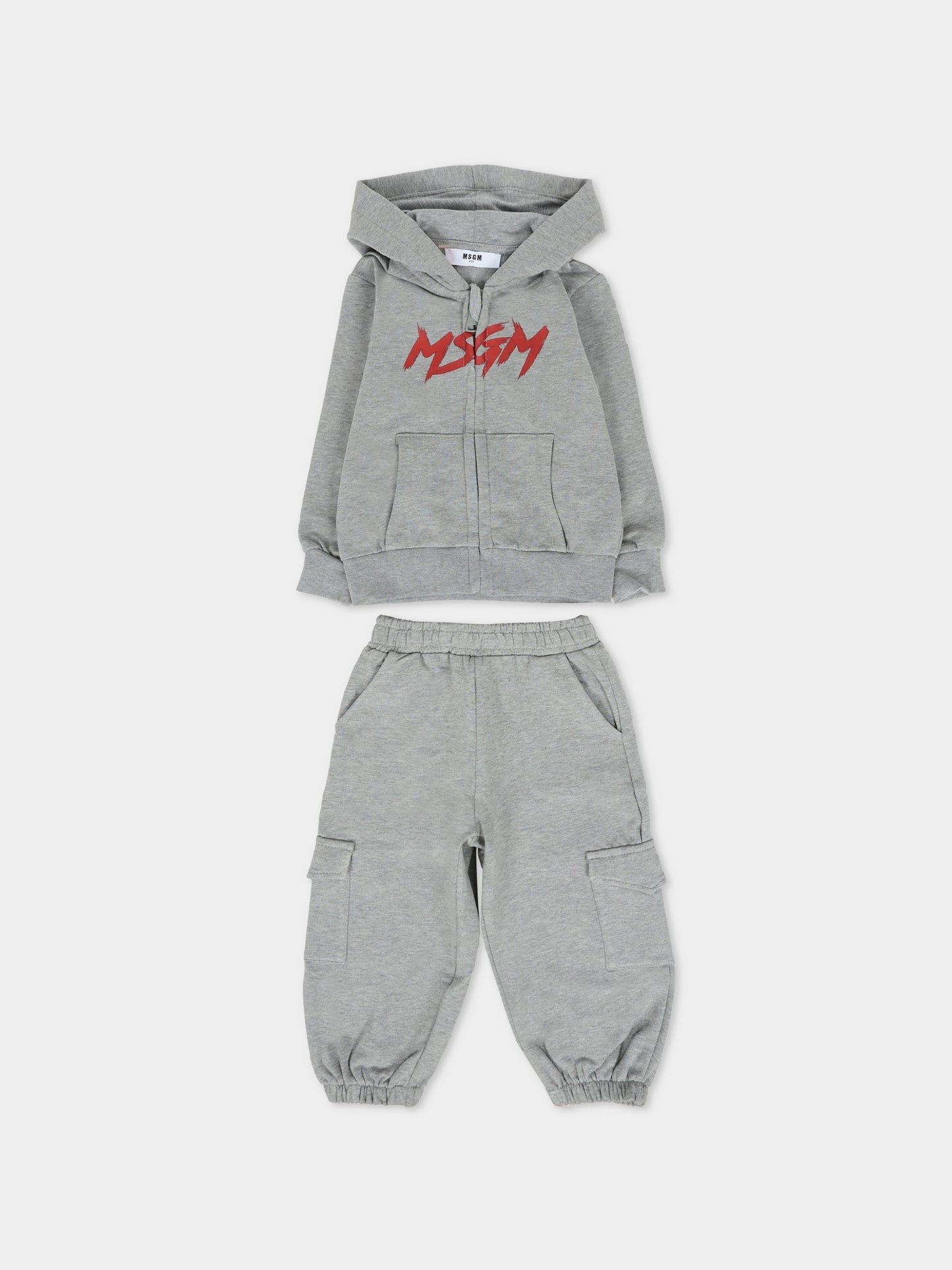 Completo grigio per neonato con logo,Msgm Kids,F5MSUNSF281 104