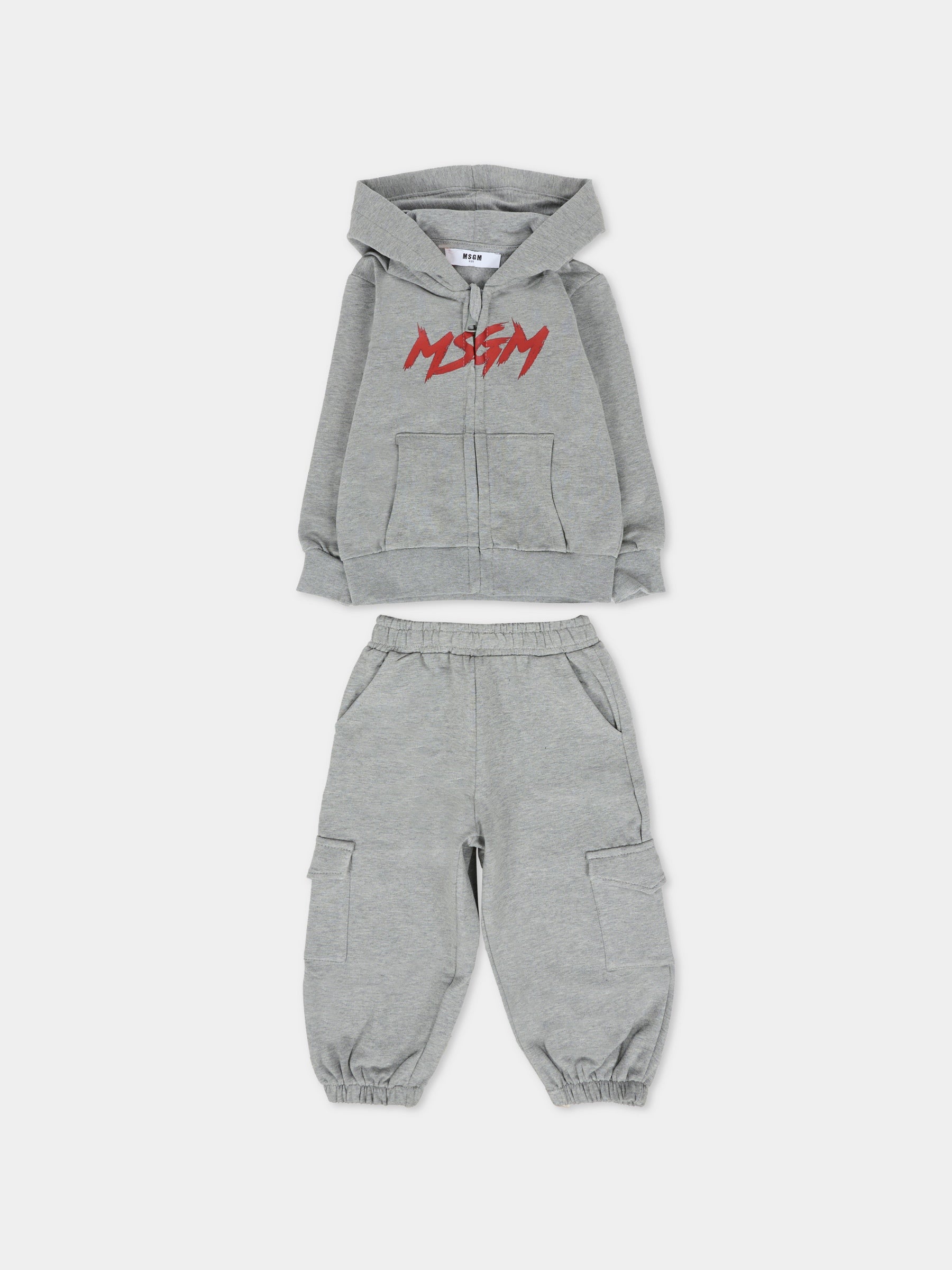 Completo grigio per neonato con logo,Msgm Kids,F5MSUNSF281 104