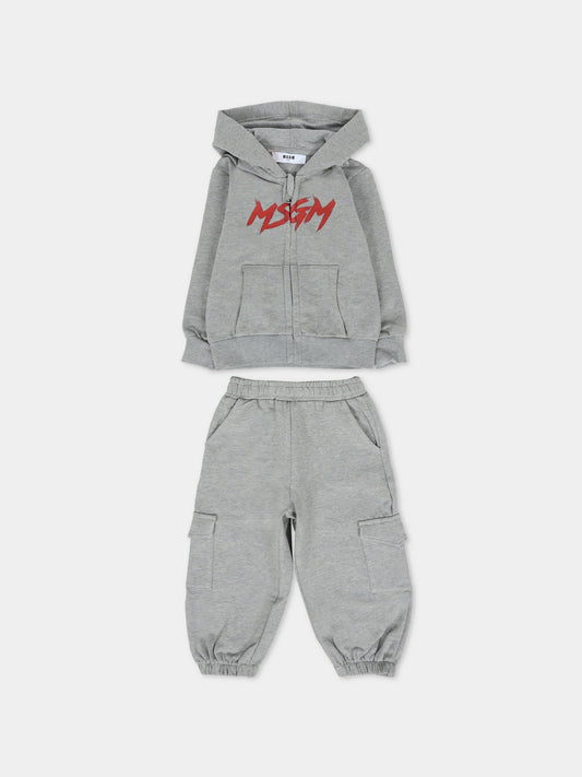 Completo grigio per neonato con logo,Msgm Kids,F5MSUNSF281 104