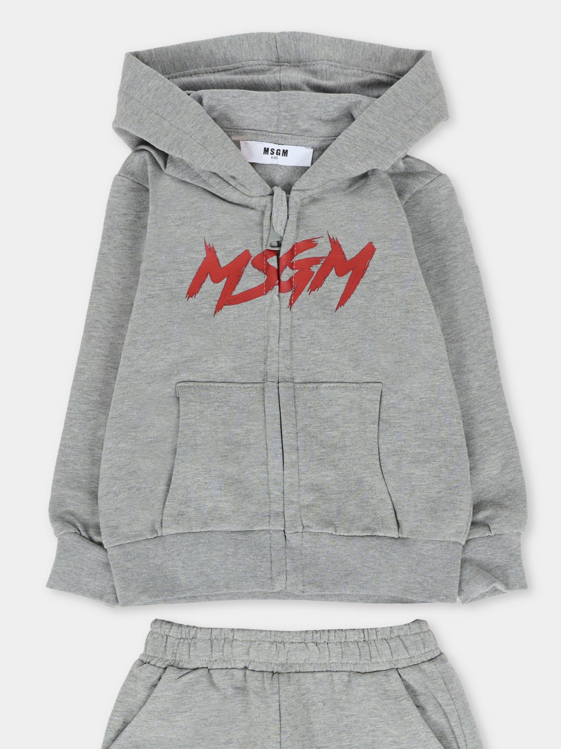 Completo grigio per neonato con logo,Msgm Kids,F5MSUNSF281 104