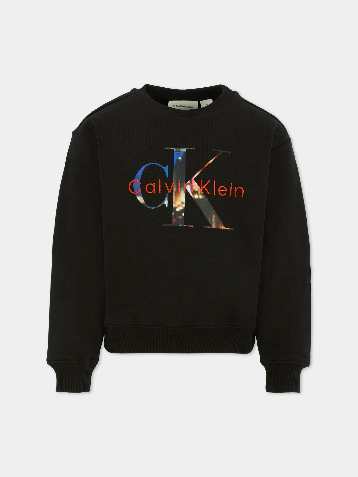 Felpa nera per bambino con logo,Calvin Klein Kids,25WCKIB0IB02562 BEH