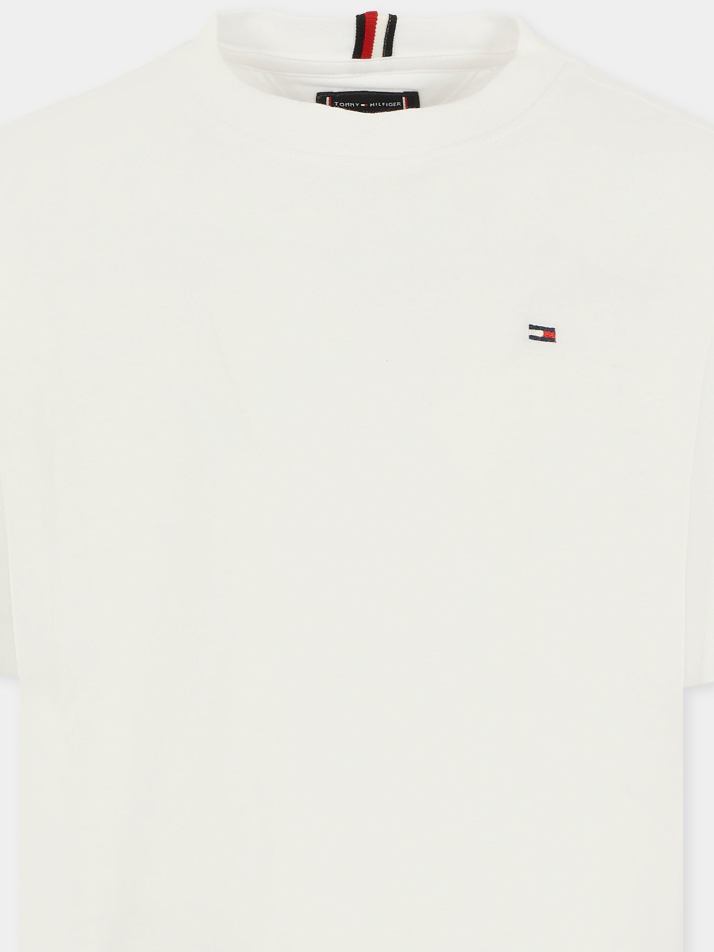 T-shirt bianca per bambini con bandierina ricamata,Tommy Hilfiger Junior,25WTHKB0KB09646 YBR