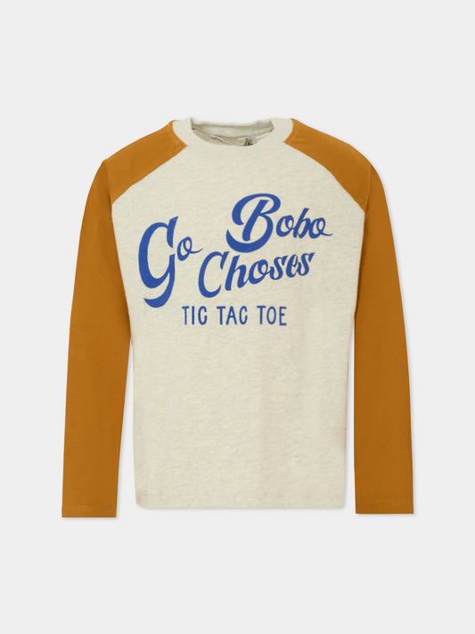 T-shirt grigia per bambino con logo blu,Bobo Choses,B225AC019