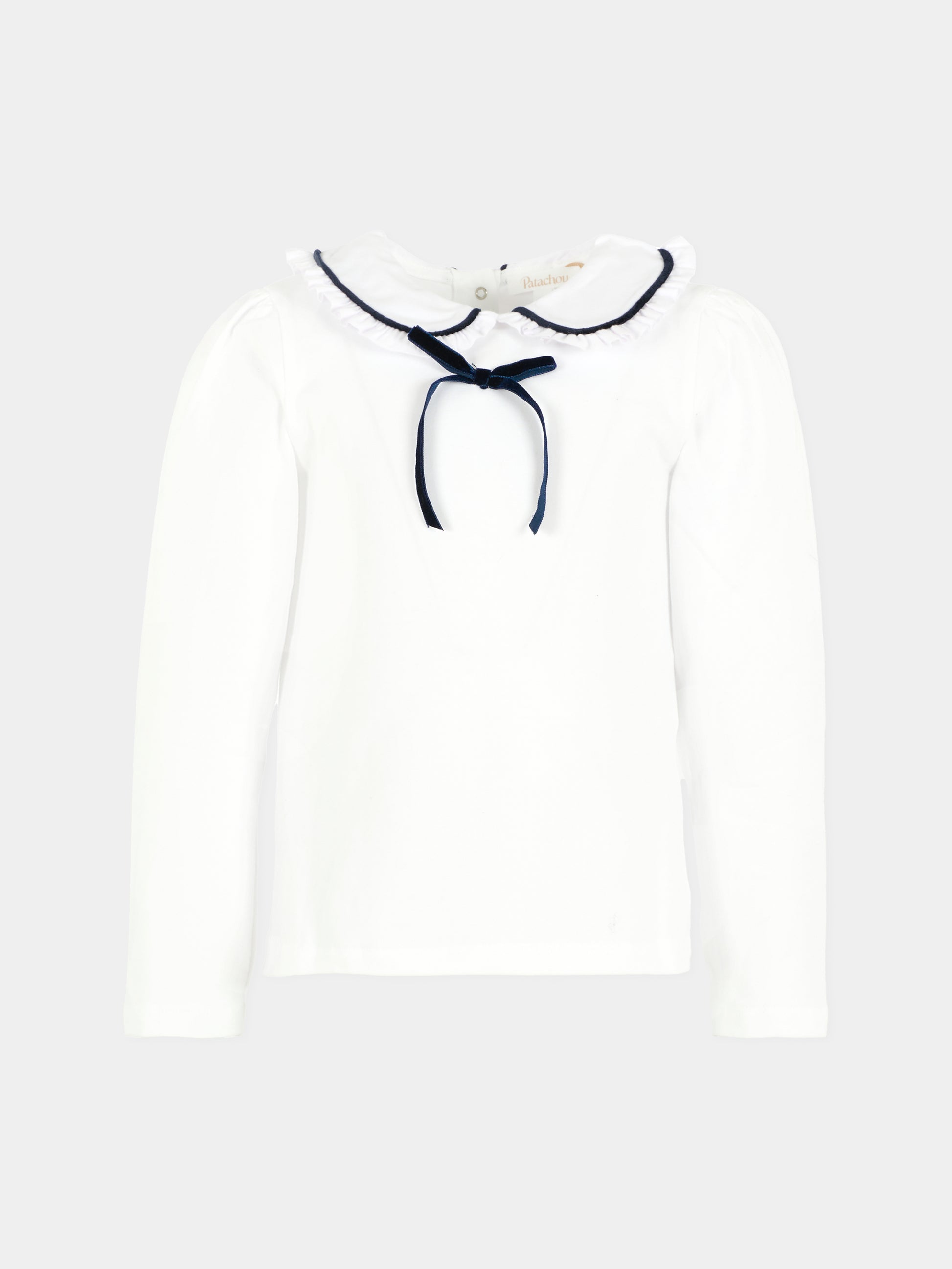 T-shirt bianca per bambina con fiocco,Patachou,PAP TSH4133470 360