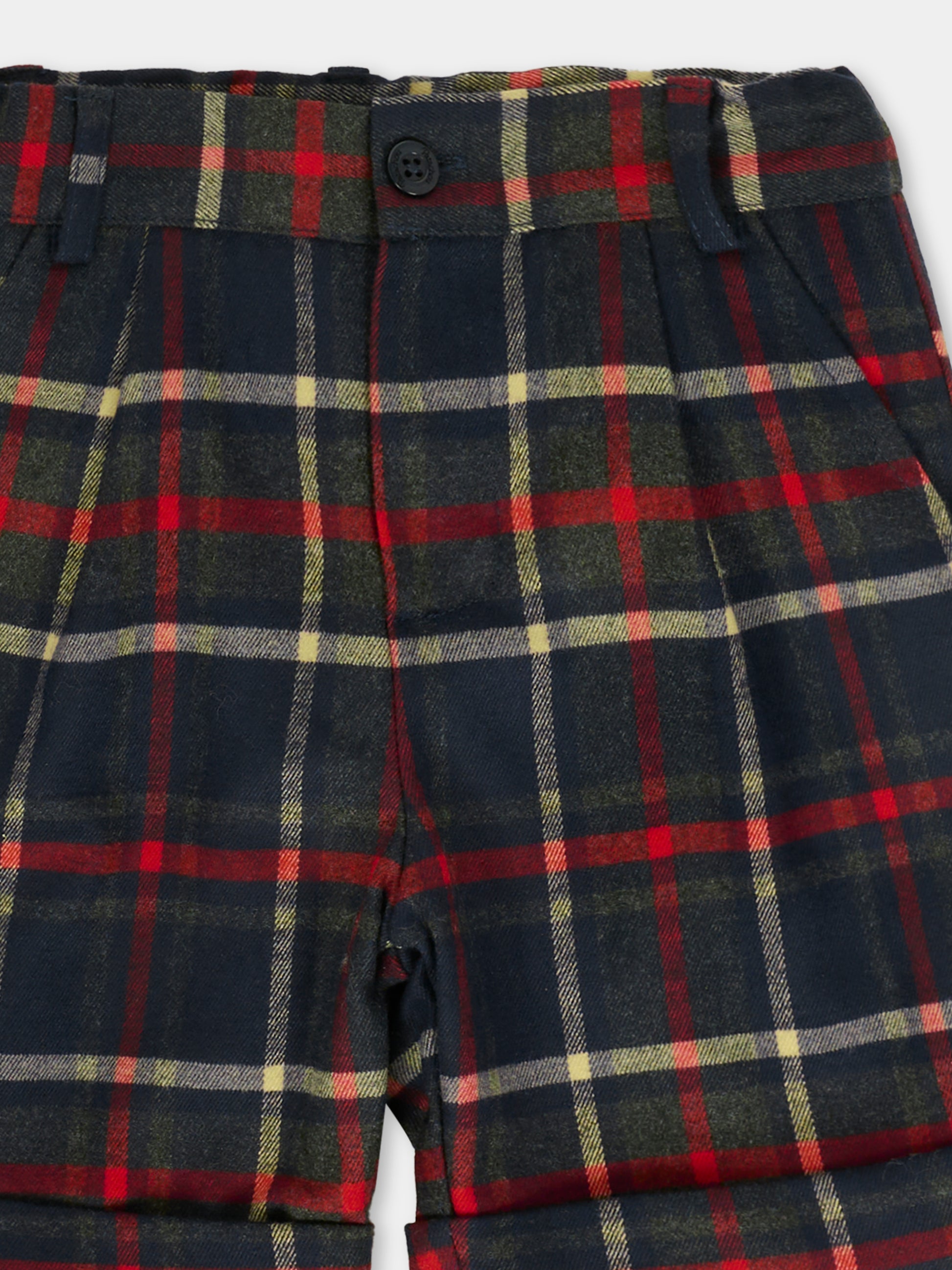 Shorts blu per neonato con motivo a quadri,Patachou,PAP CL4133370 Z0133