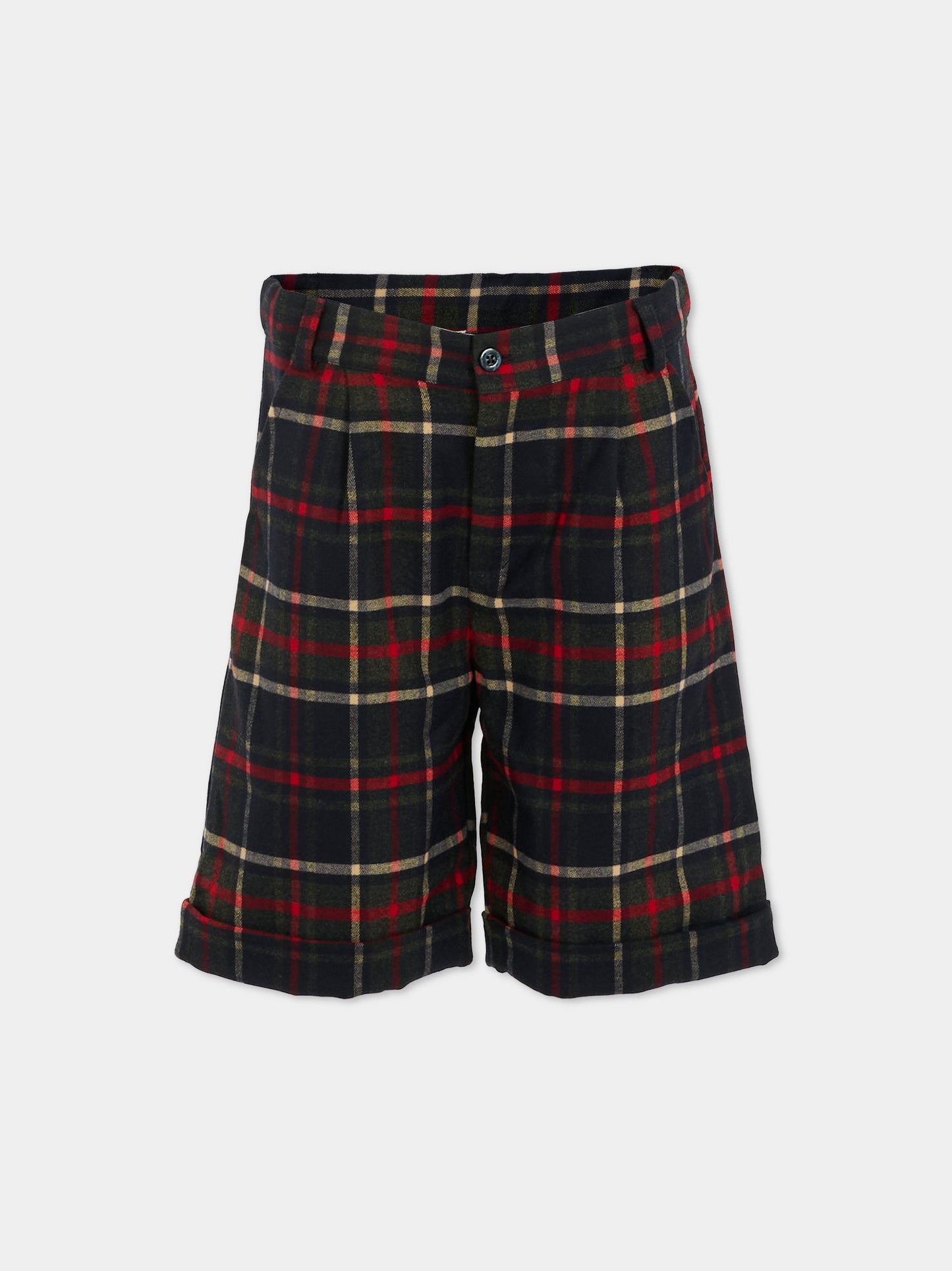 Shorts blu per bambino con motivo a quadri,Patachou,PAP CL4133370 Z0133