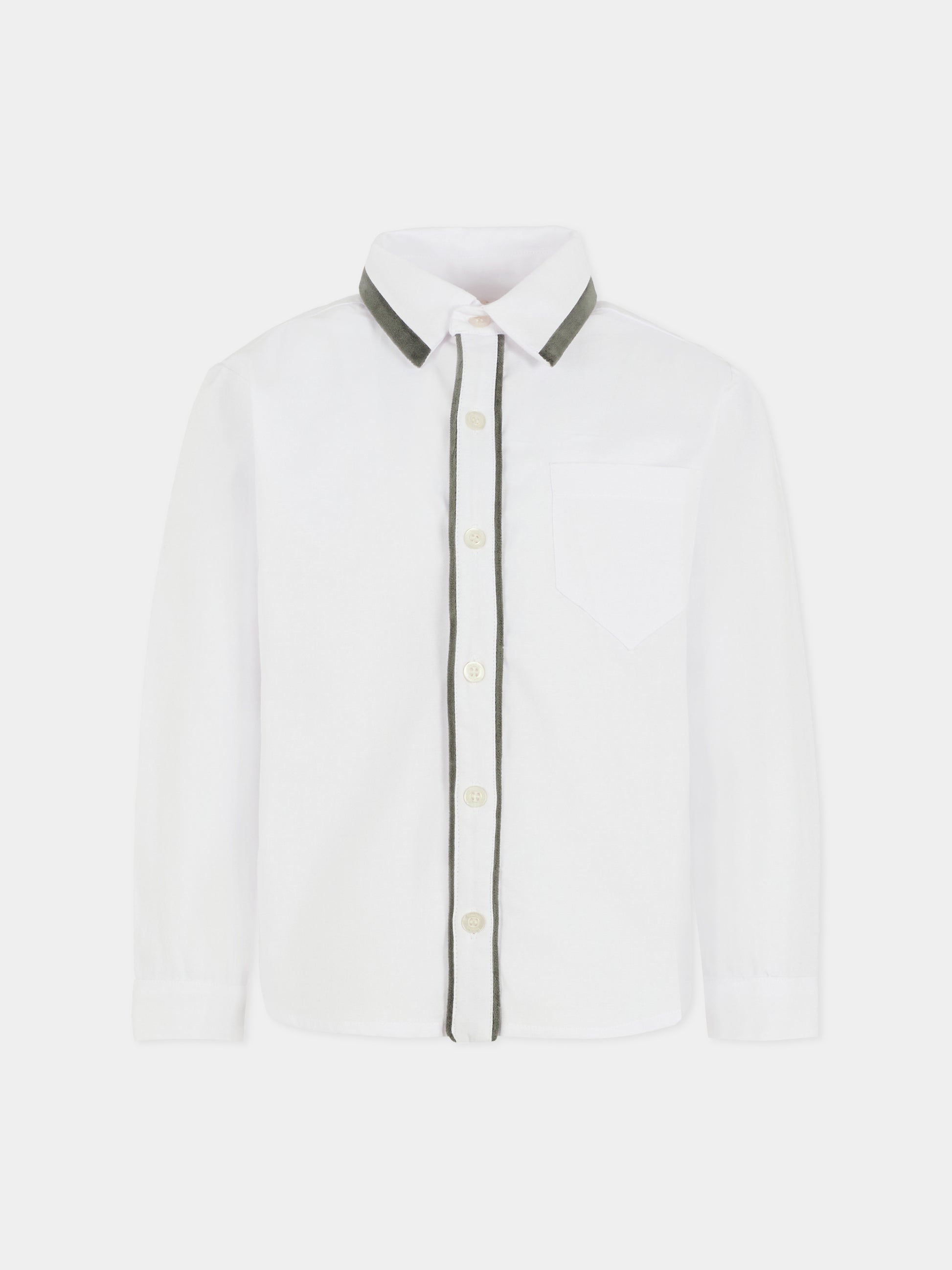 Camicia bianca per bambino con dettagli in velluto,Patachou,PAP CM4133384 510