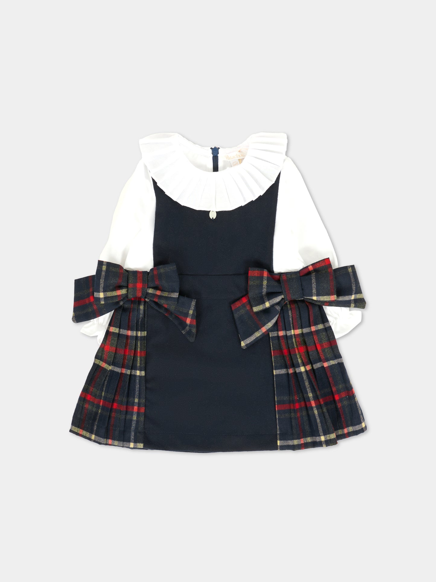 Vestito blu per neonata con fiocchi,Patachou,PAP VET4133264 360