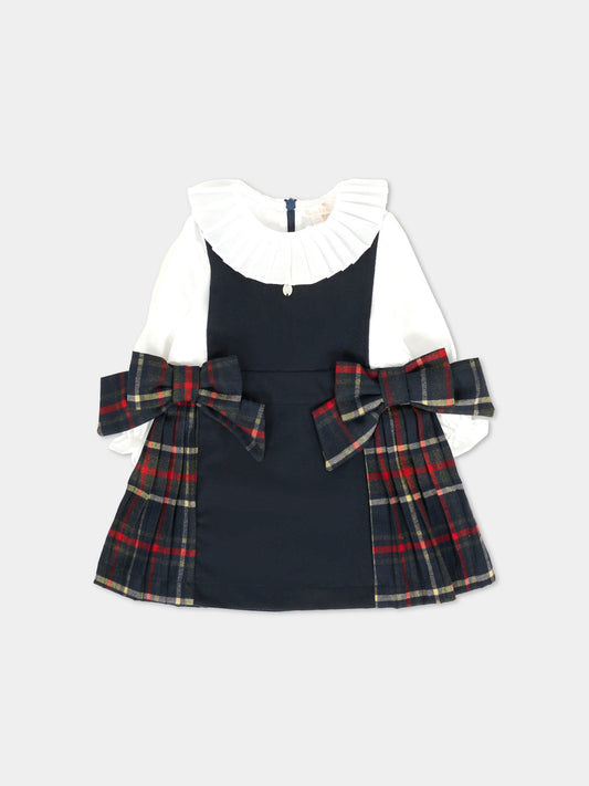 Vestito blu per neonata con fiocchi,Patachou,PAP VET4133264 360