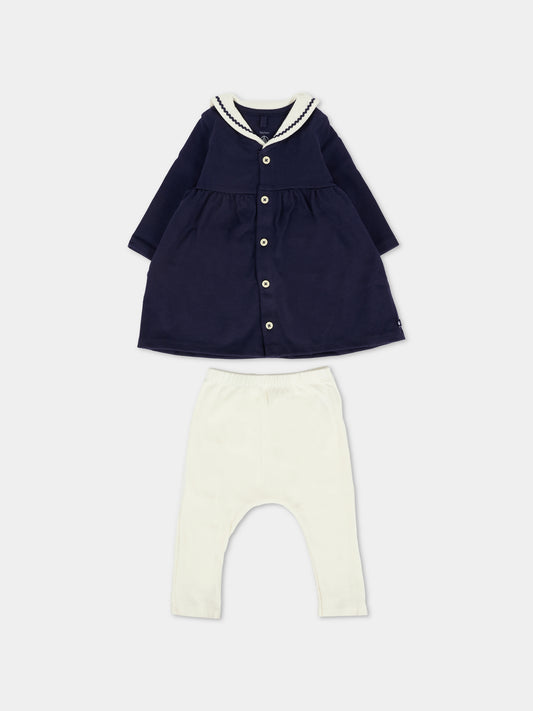 Vestito blu per neonata con colletto alla marinara,Petit Bateau,A0ELG 01