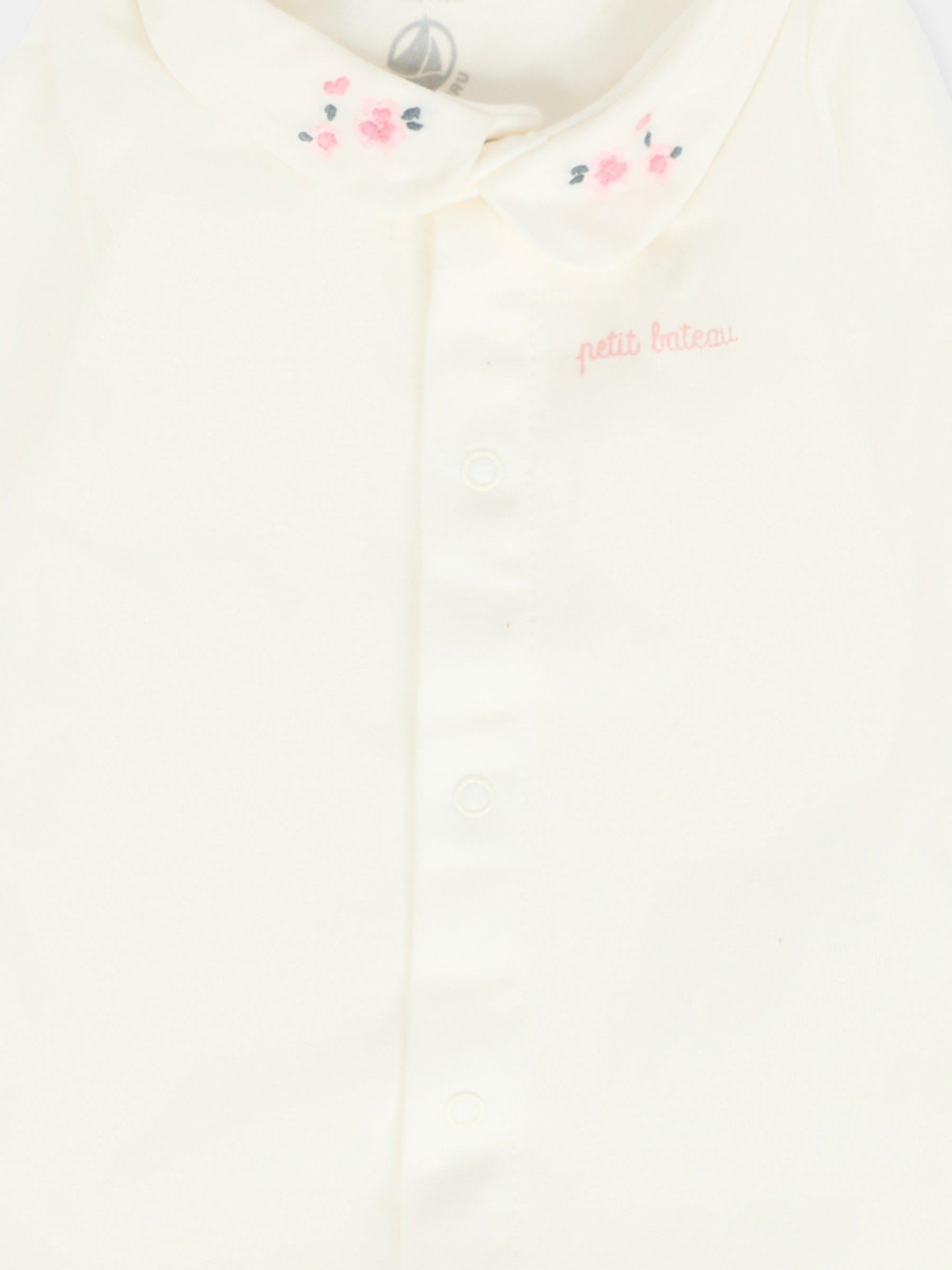 Body avorio per neonata con fiori ricamati,Petit Bateau,A0EKL 03