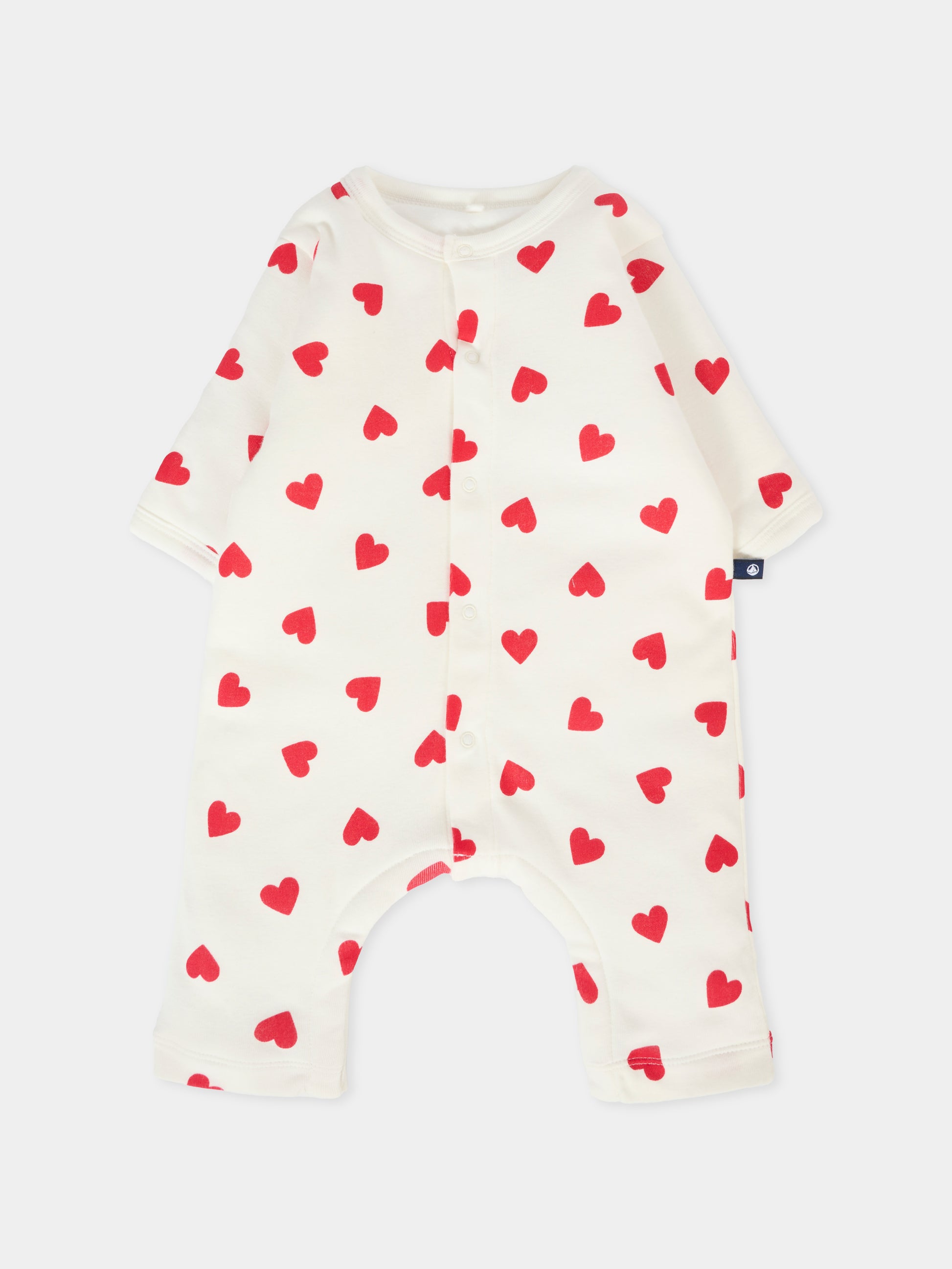 Tutina avorio per neonata con cuori rossi,Petit Bateau,A0EKO 03