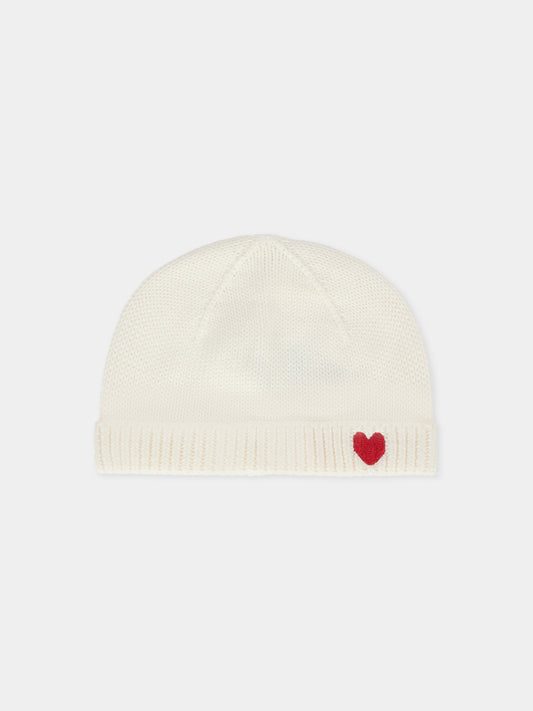 Cappello avorio per neonata con cuore,Petit Bateau,A0DRP 01